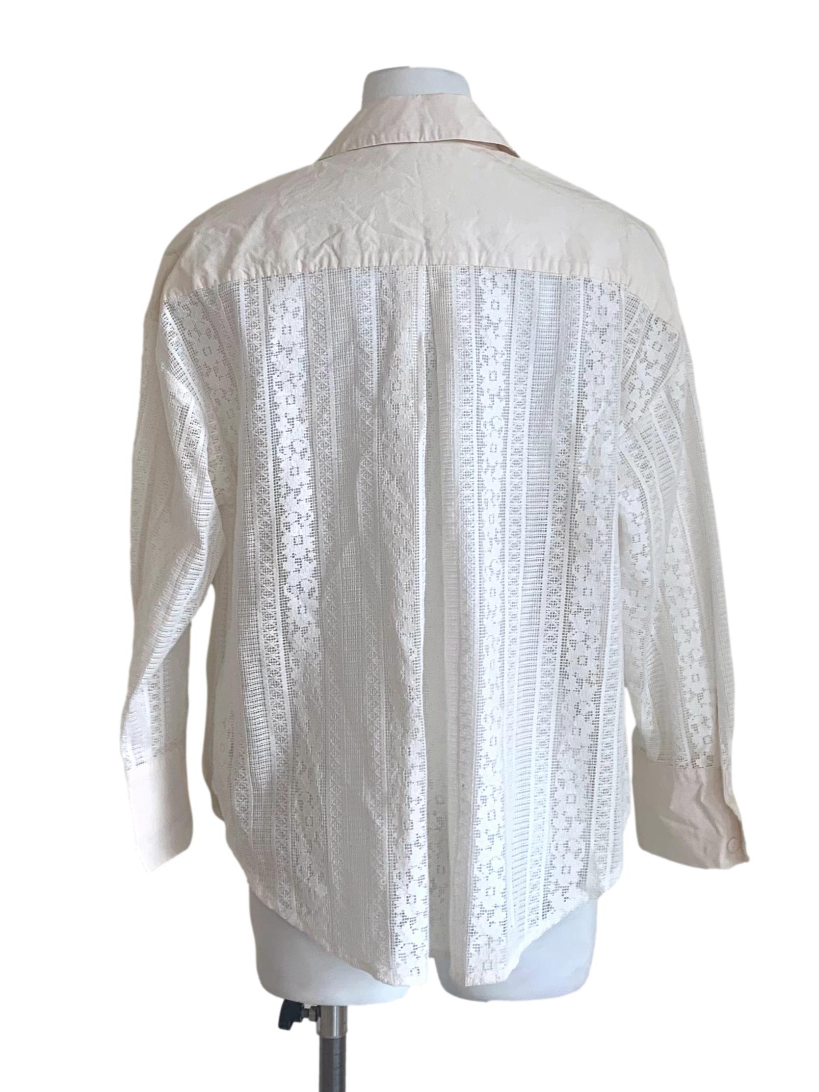 Alabaster White Pattern Collared Top LB