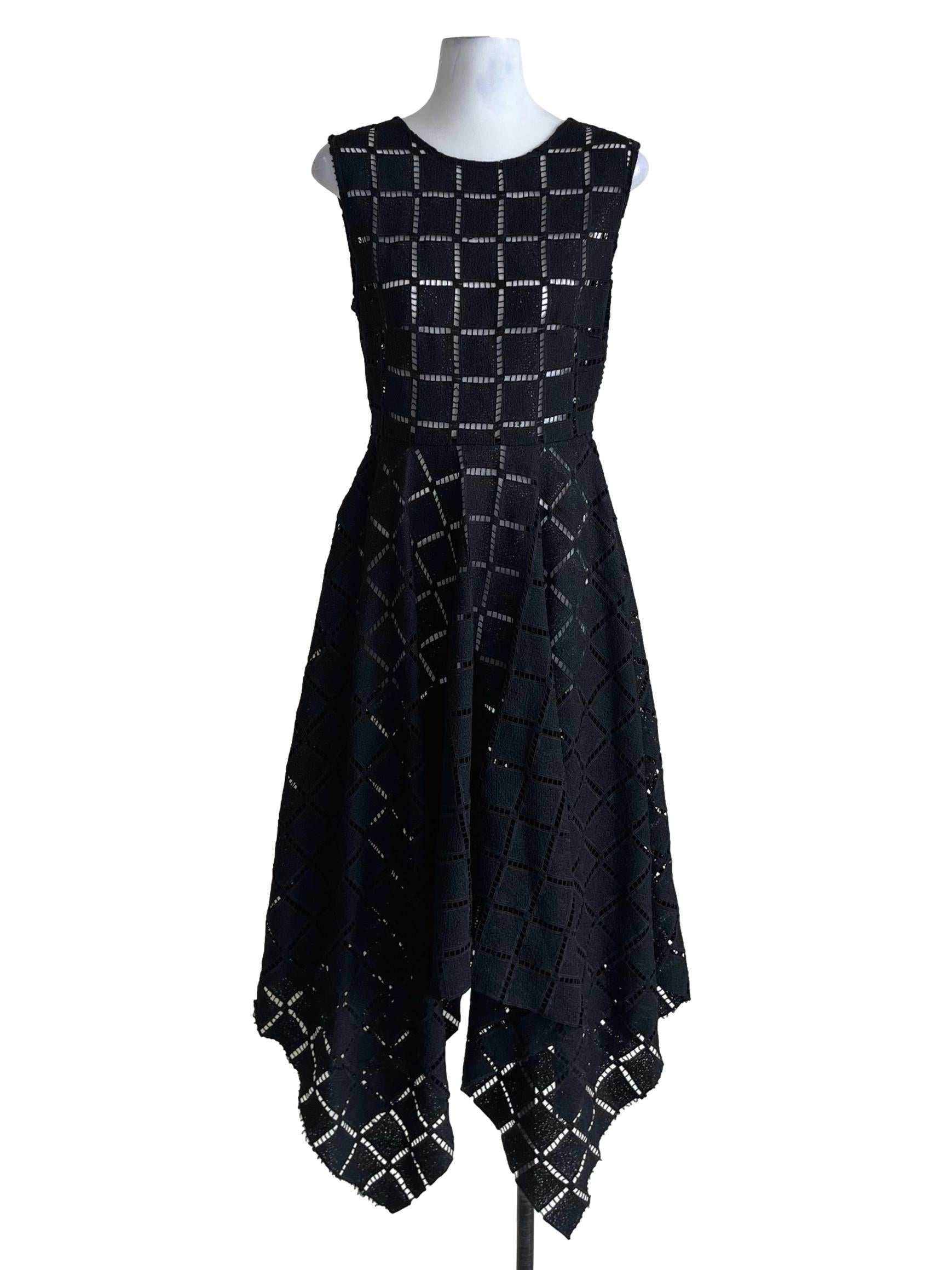 Black Gingham Sheer A-Line Dress