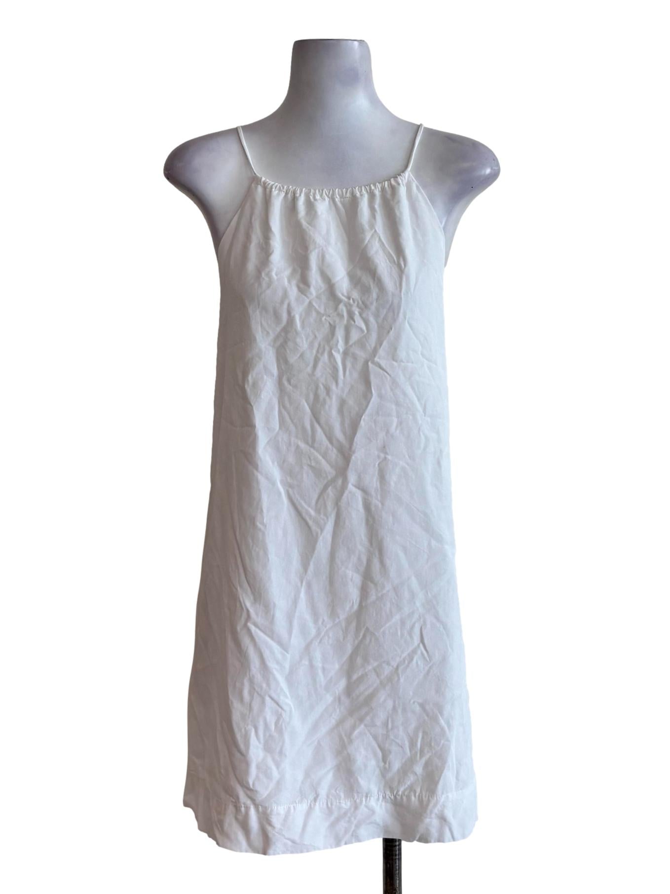 Powder White Apron Neck Dress