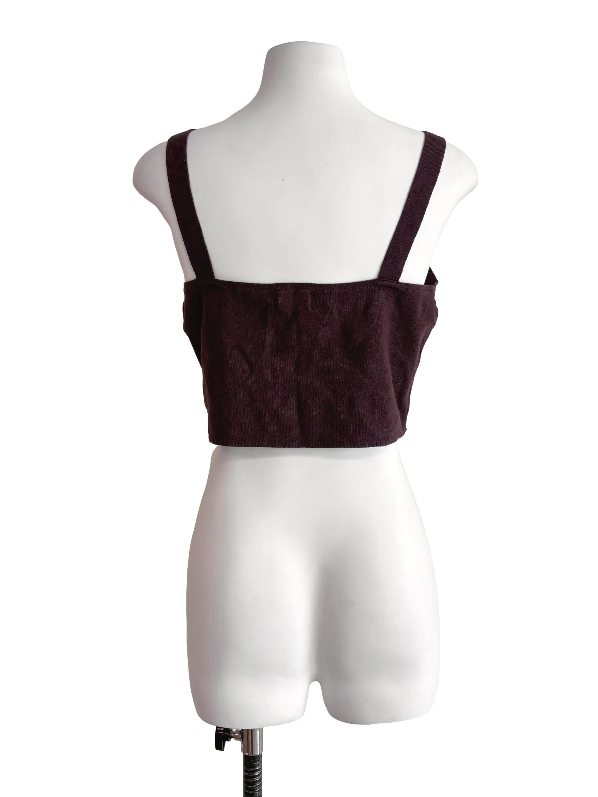Dark Brown Cropped Knit Tank Top TCL