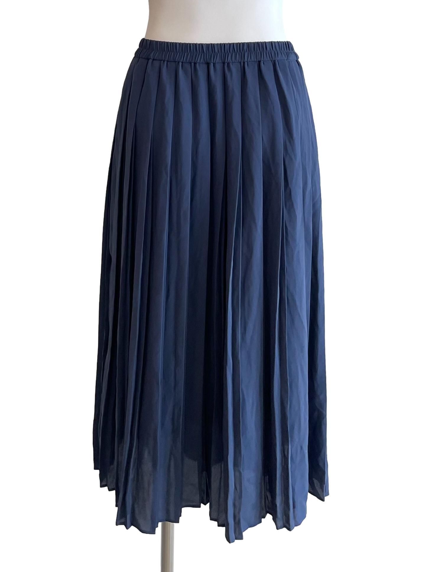 Stone Blue Pleats Skirt