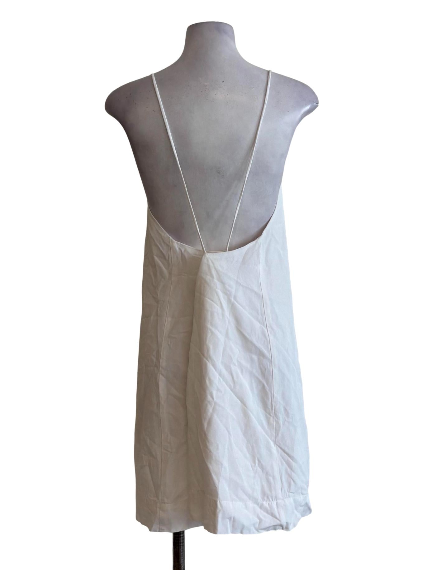 Powder White Apron Neck Dress