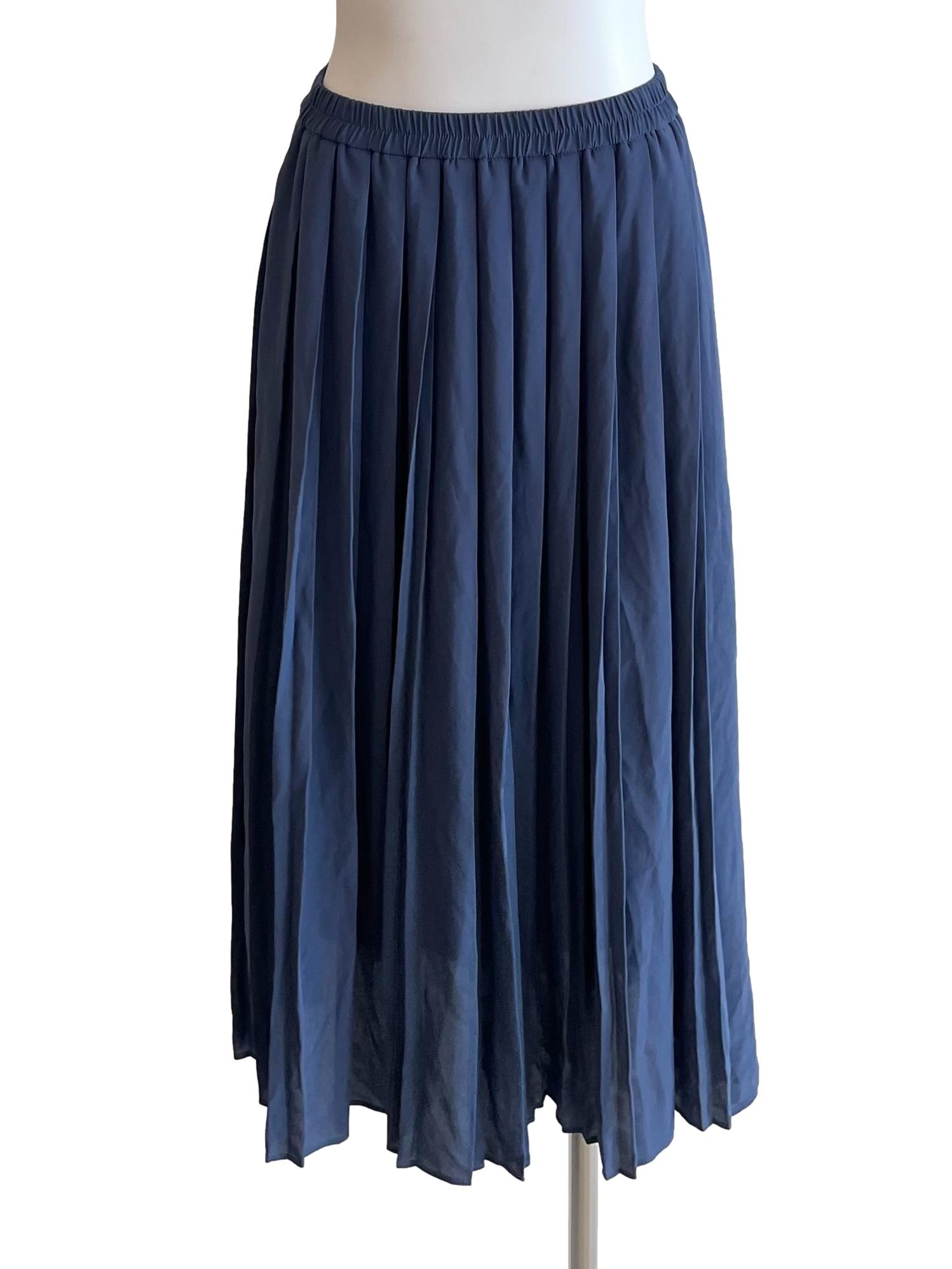 Stone Blue Pleats Skirt