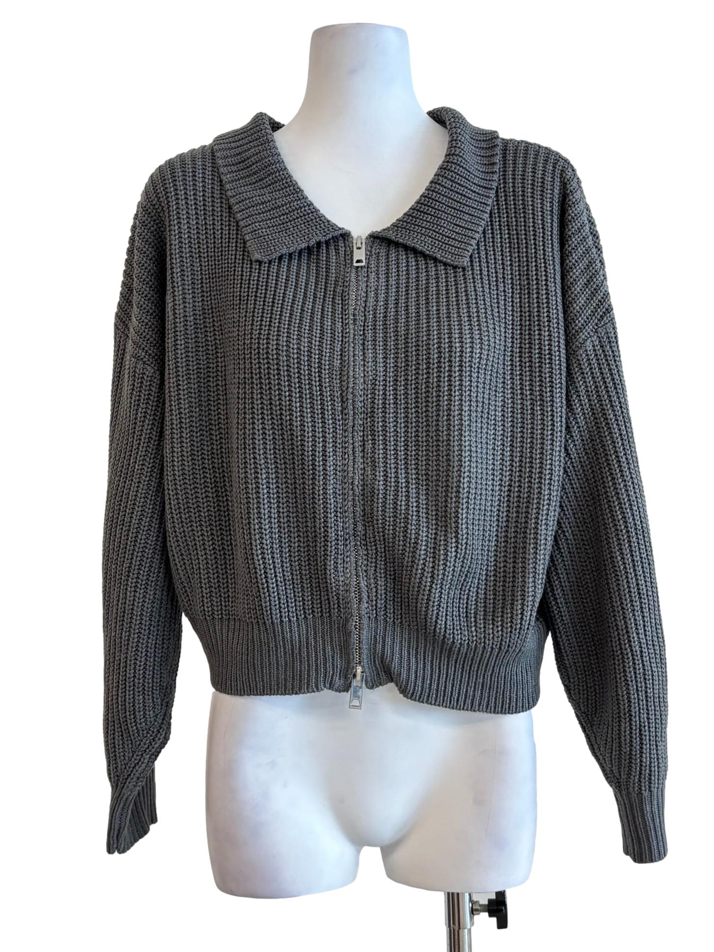 Ebony Knit Zip Up Cardigan