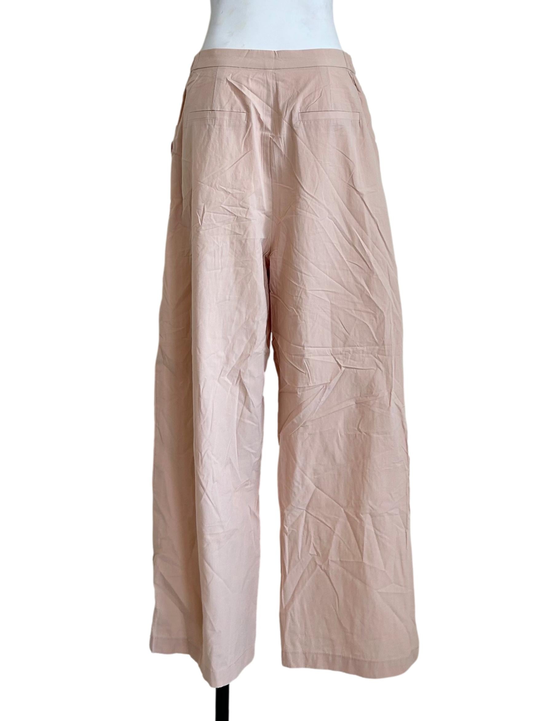 Blush Pink High-Waisted Pleated Trousers TCL