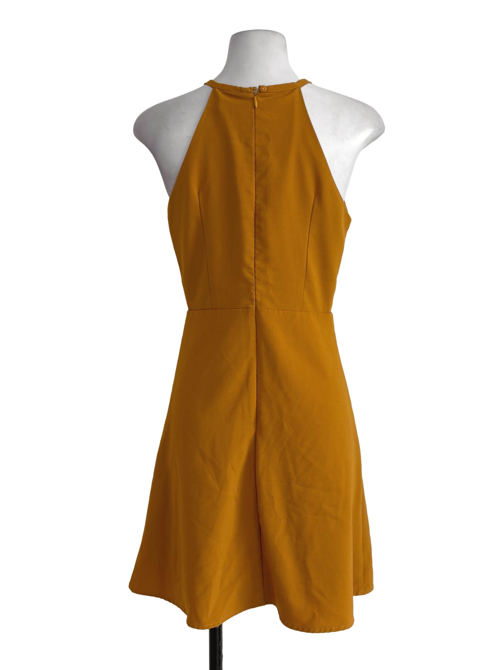 Honey Yellow Layered Halter A-Line Dress