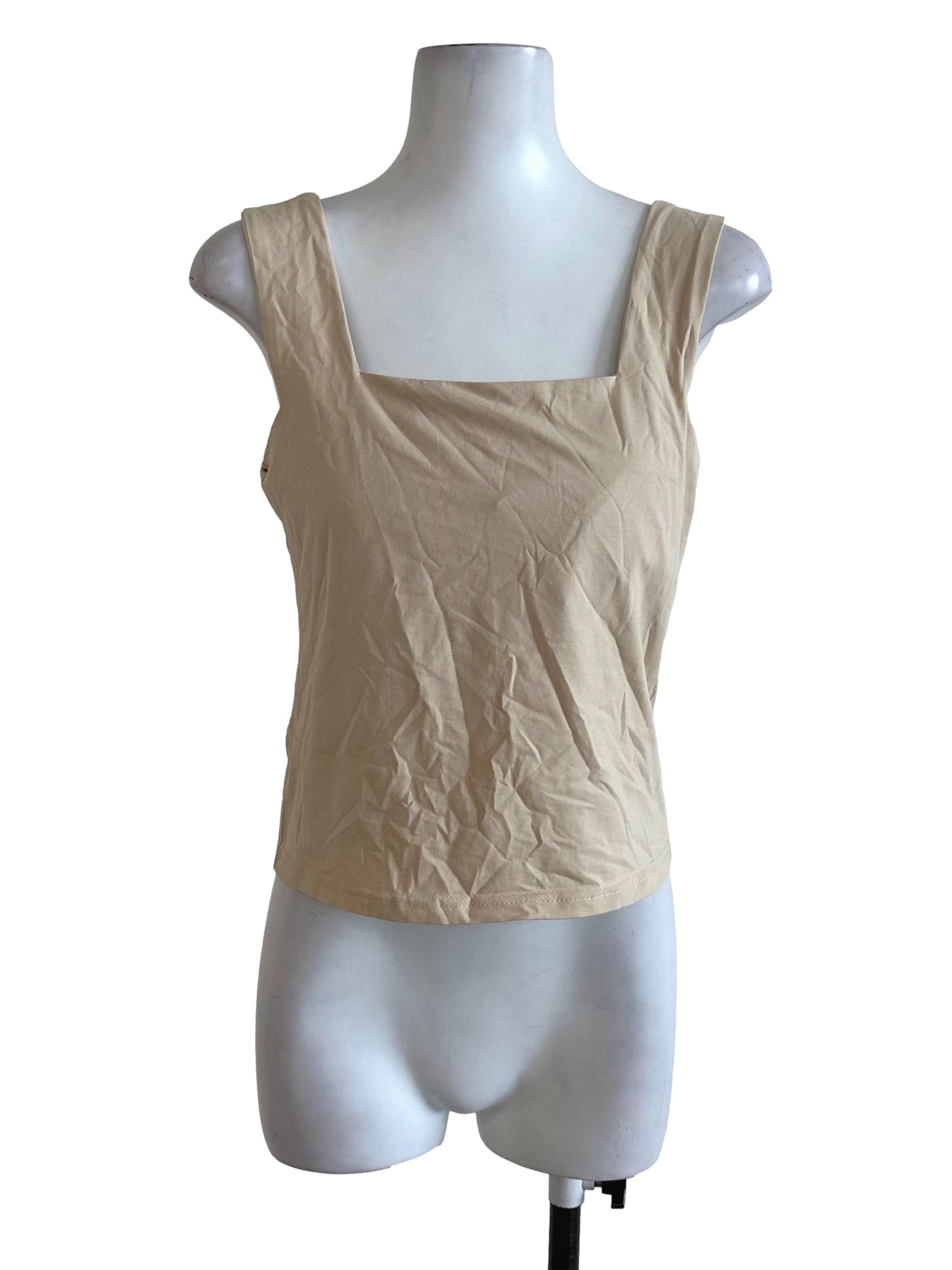 The Editor's Market Khaki Beige Plain Top | REFASH