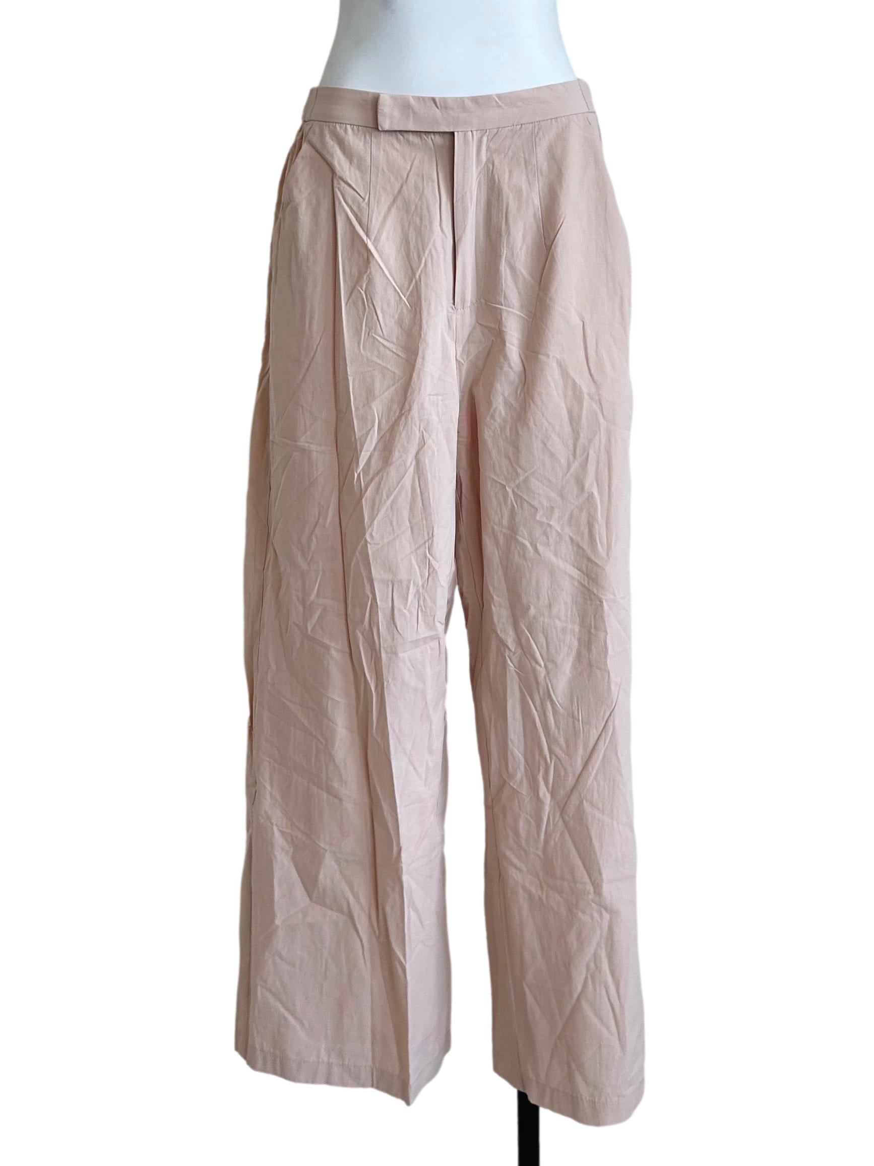 Blush Pink High-Waisted Pleated Trousers TCL