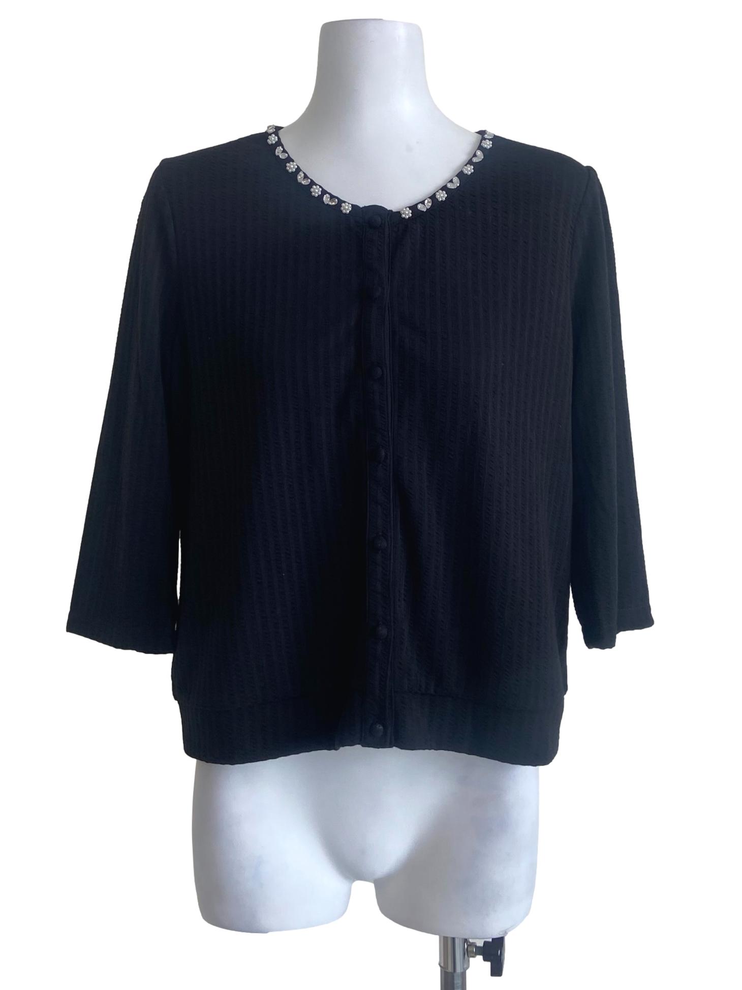Black Button Down Stripe Blouse