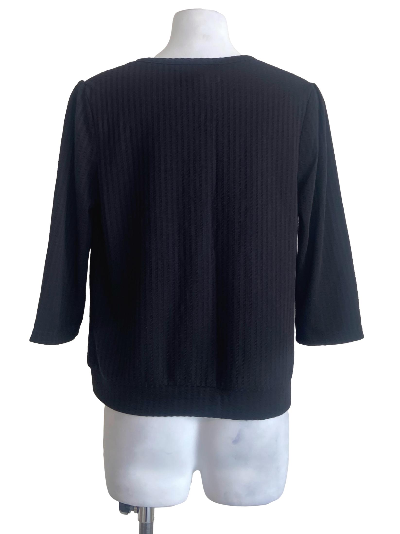 Black Button Down Stripe Blouse