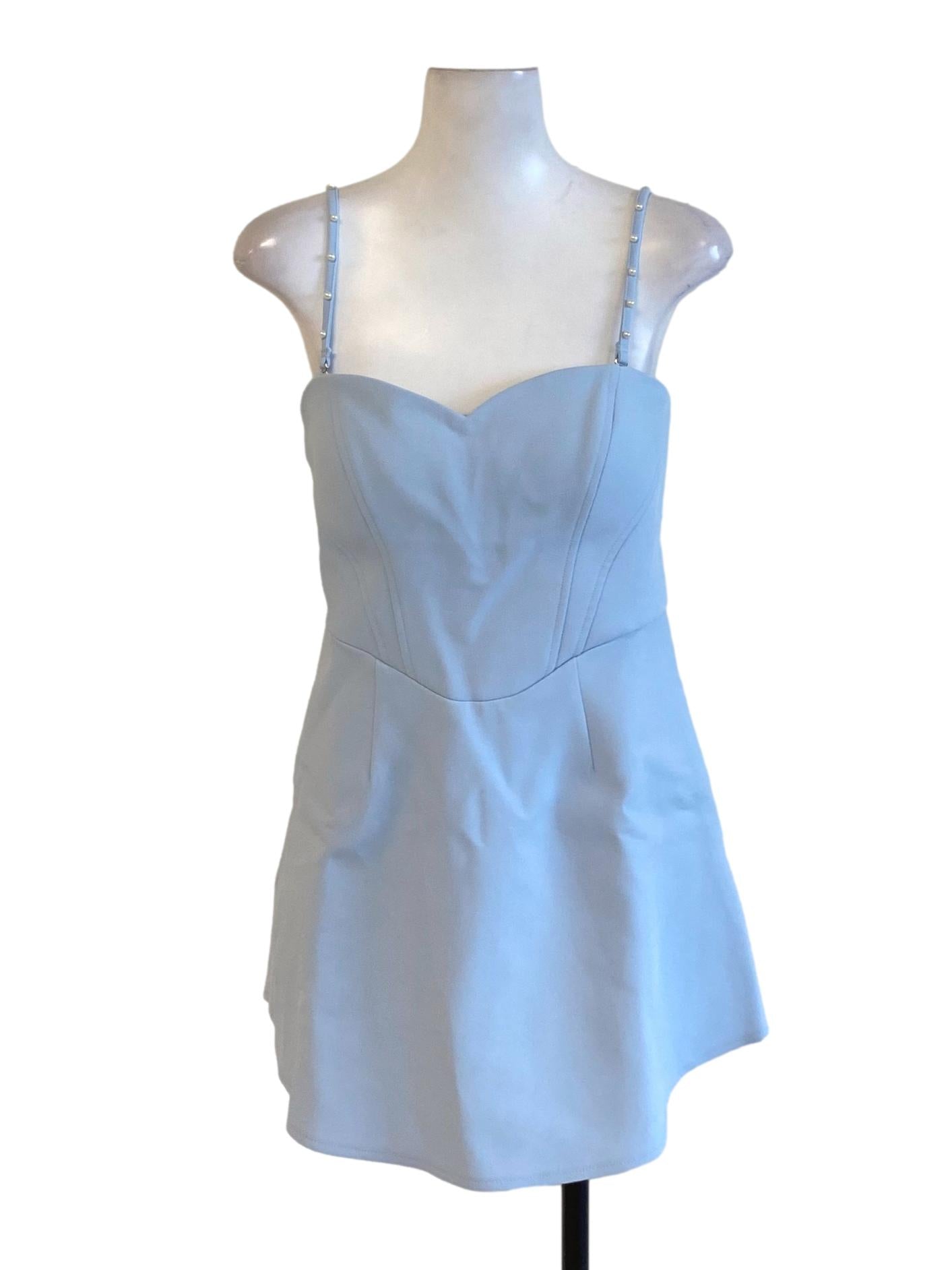 Sky Blue Sweetheart Spaghetti Strap Padded A-Line Dress