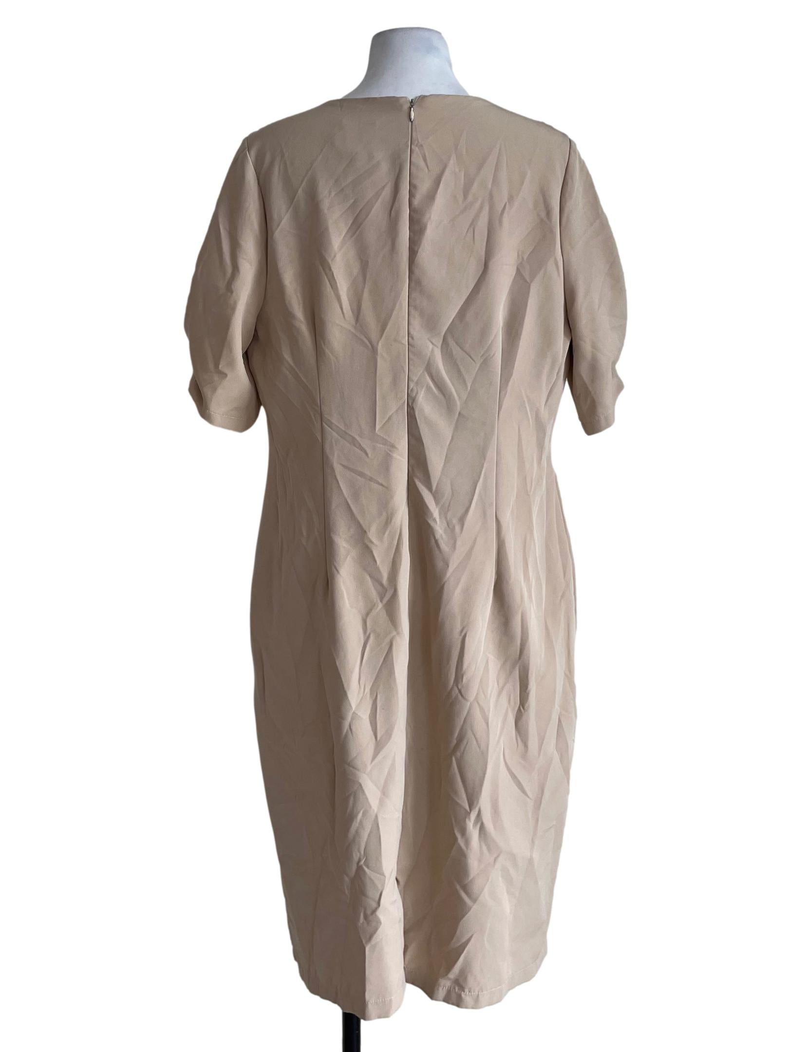 Beige V-Neck Empire Dress