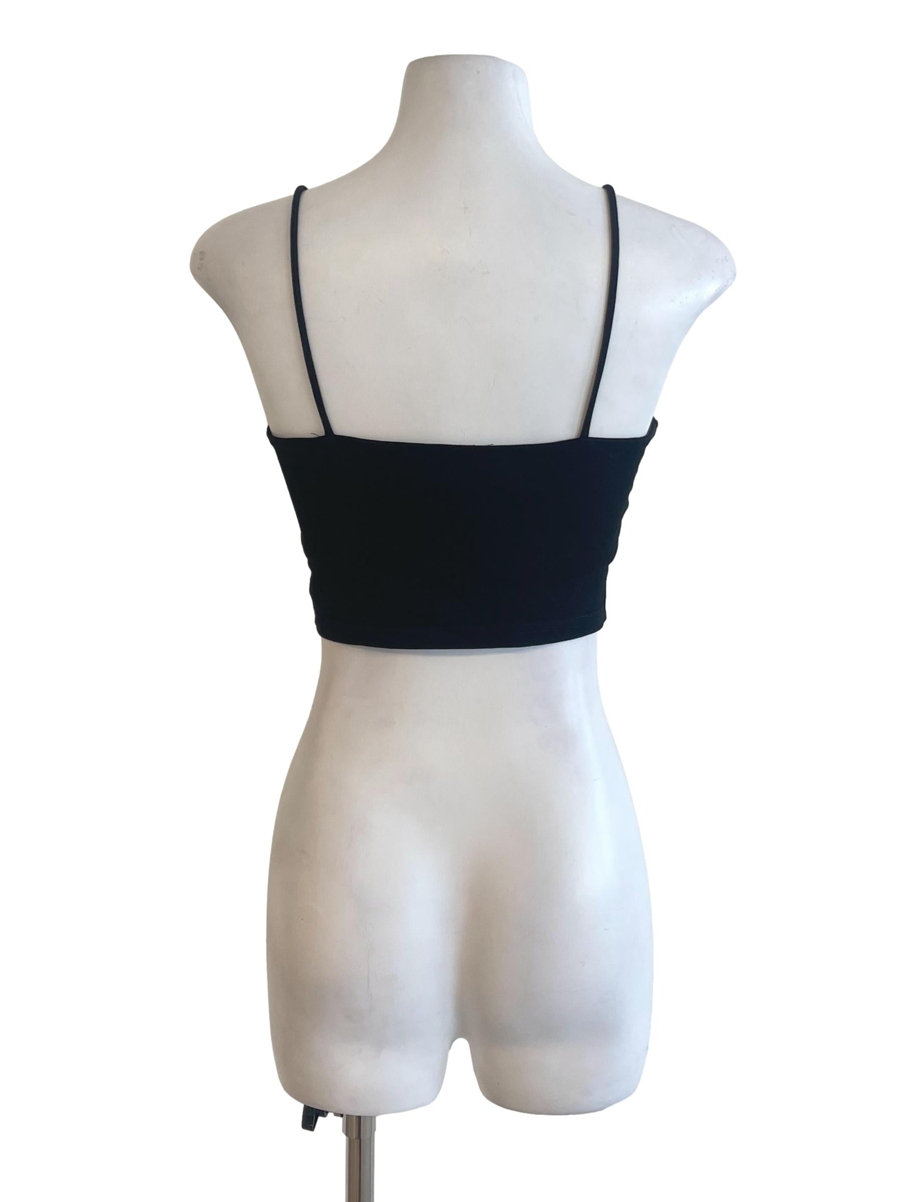 Black Sweetheart Neck Fitted Crop Top TTR