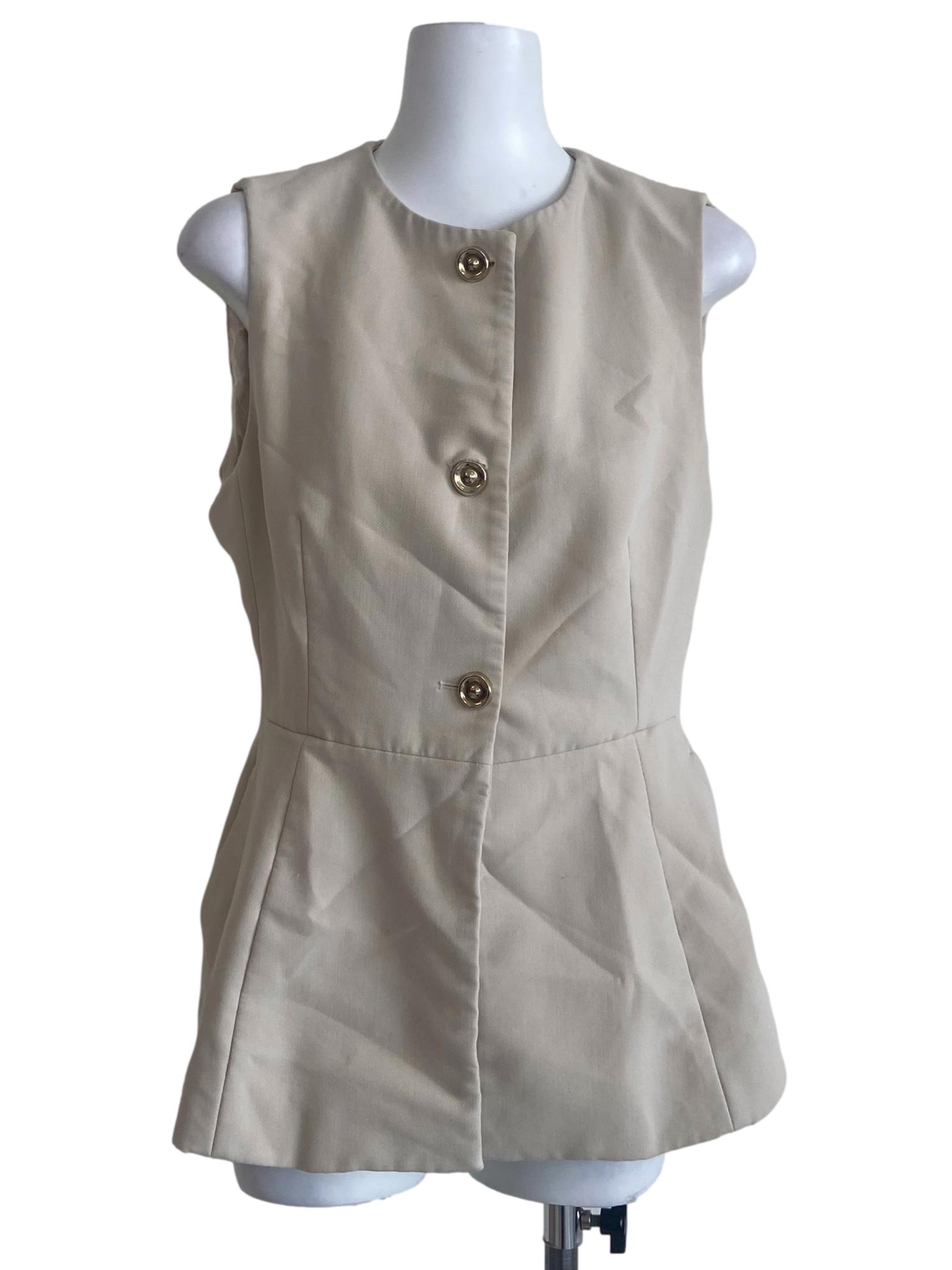 Chiffon Herringbone Sleeveless Button Down Blouse