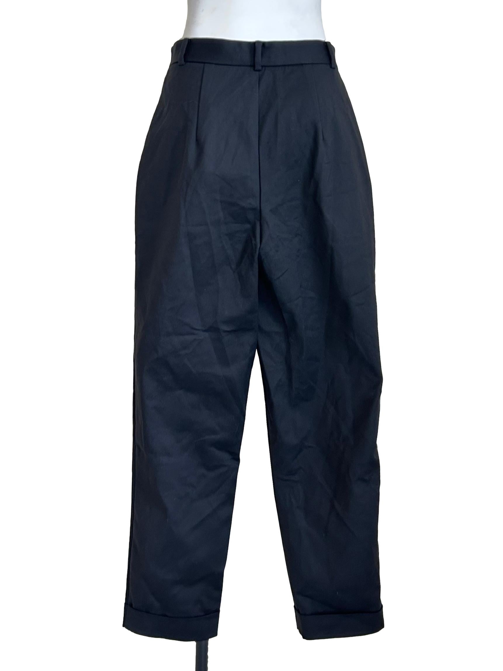Black Cuffed Straight-Leg Trousers LB