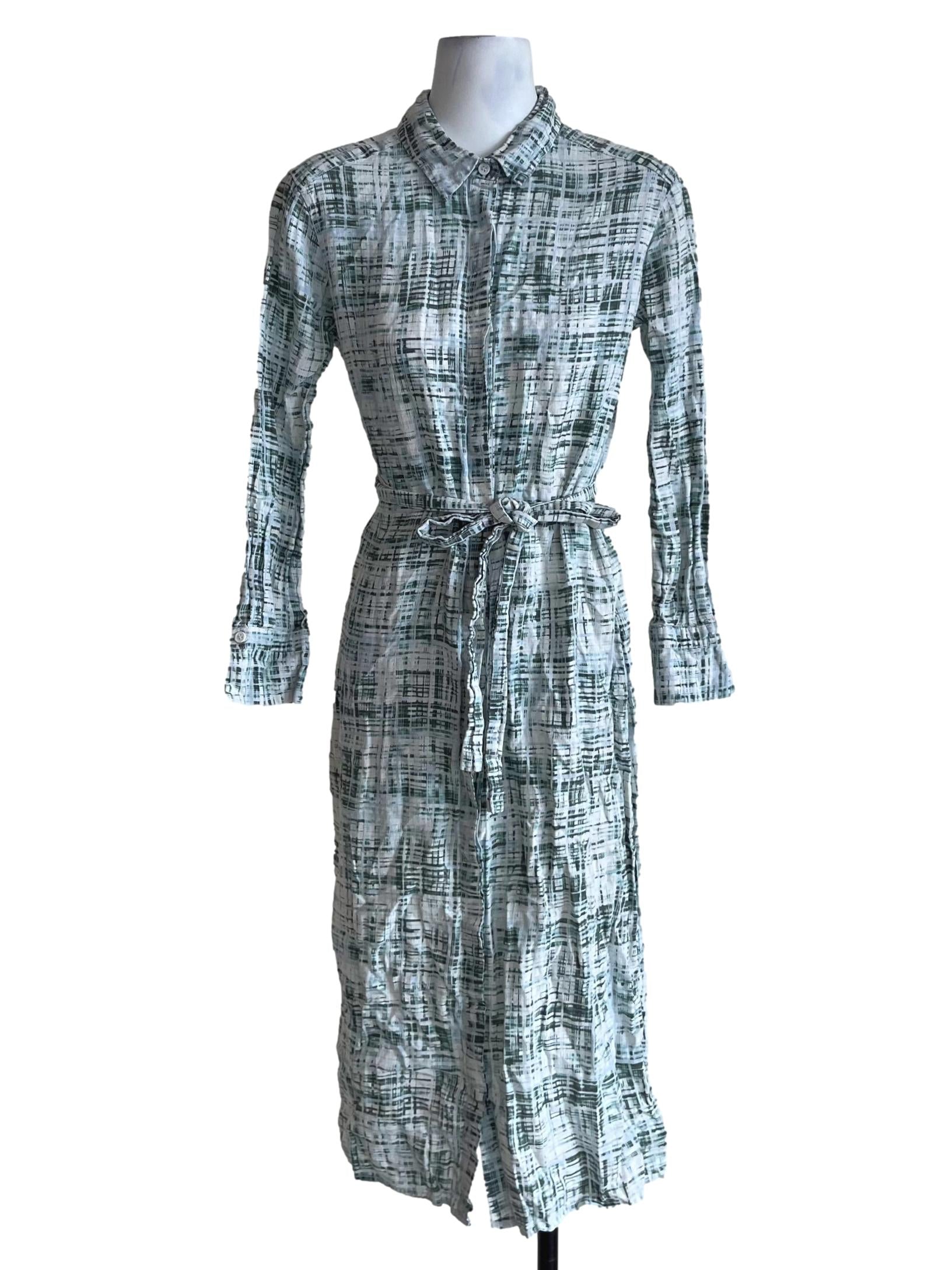 Moss Green Wing Collar Shirt Dress