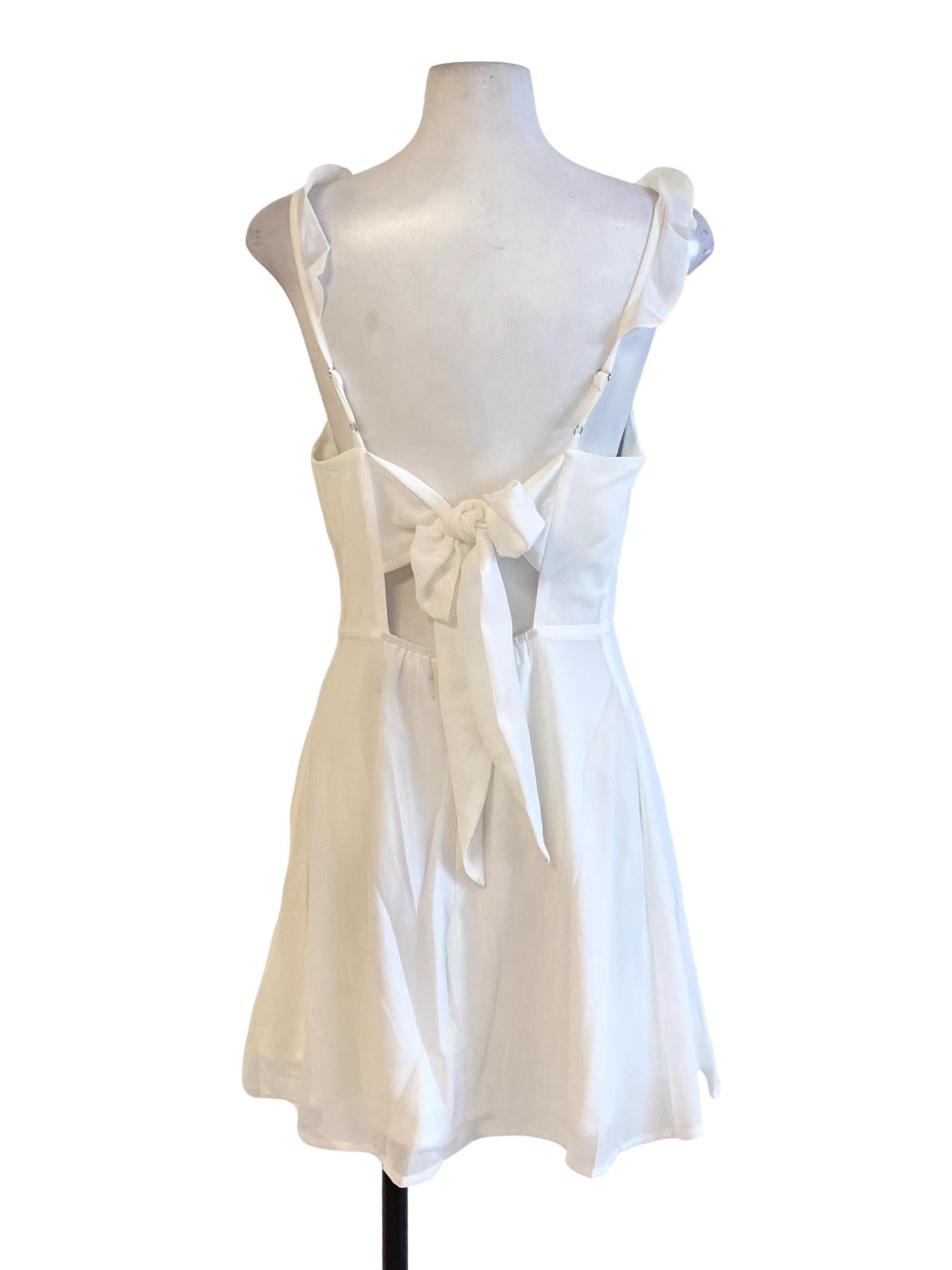 Pure White Sweetheart Ruffle Strap Flowy A-Line Dress YHF