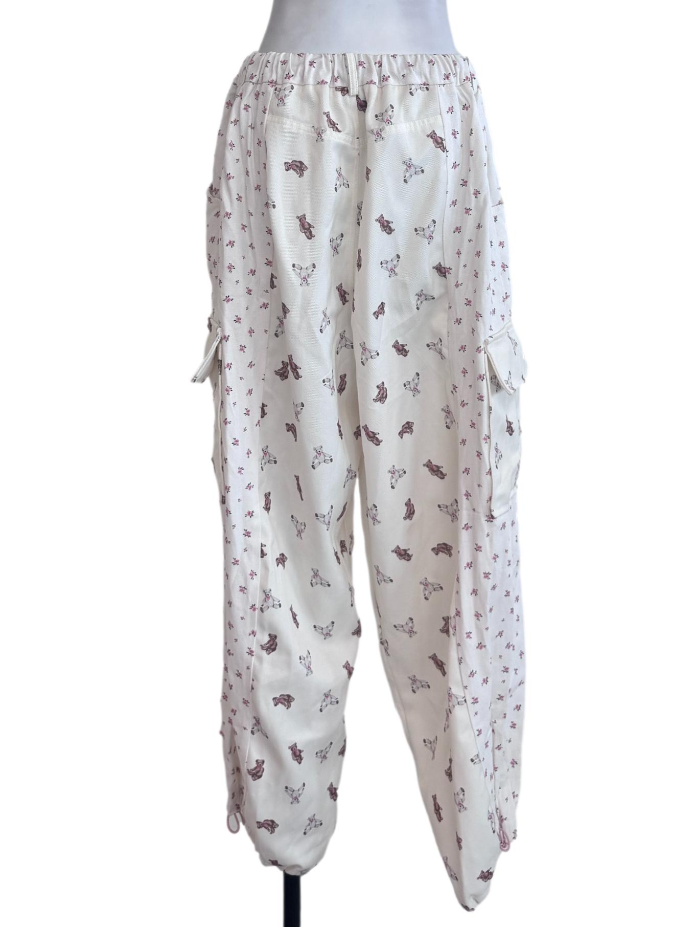 White Floral Bear Pants