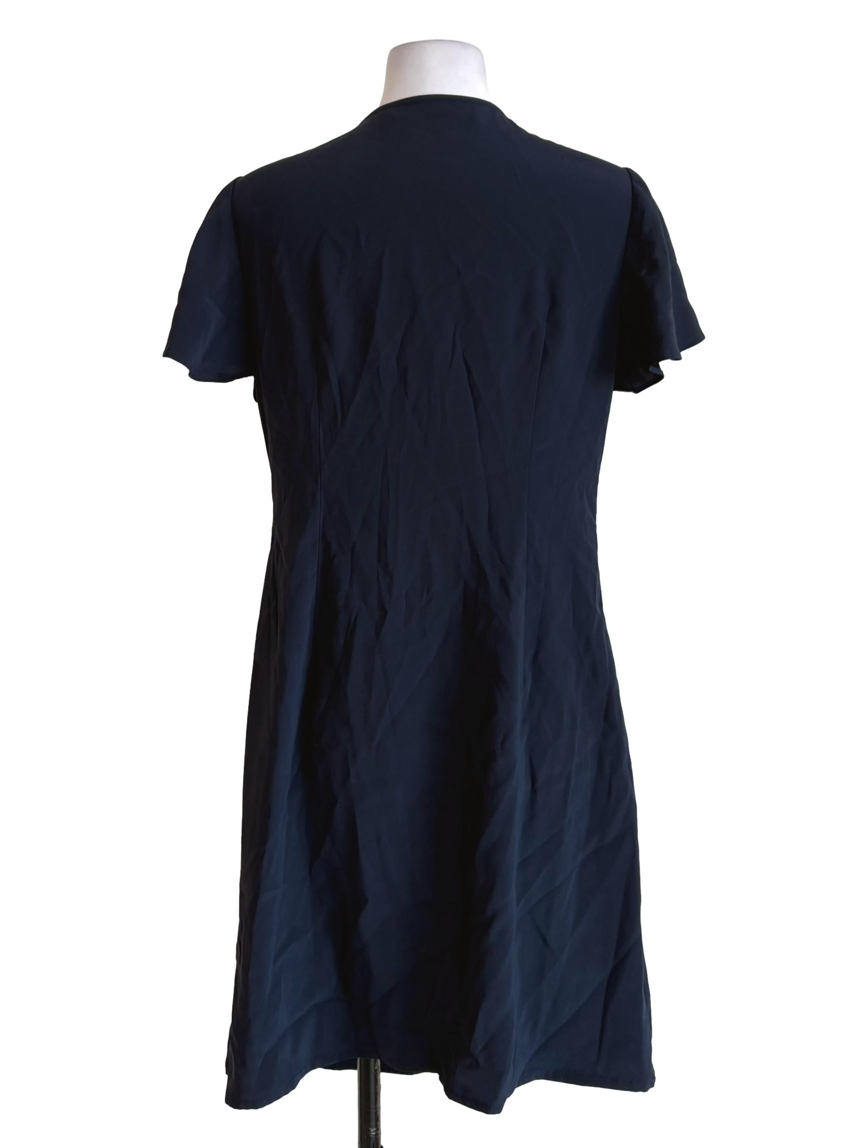 Indigo Blue Pearl Button A-Line Dress