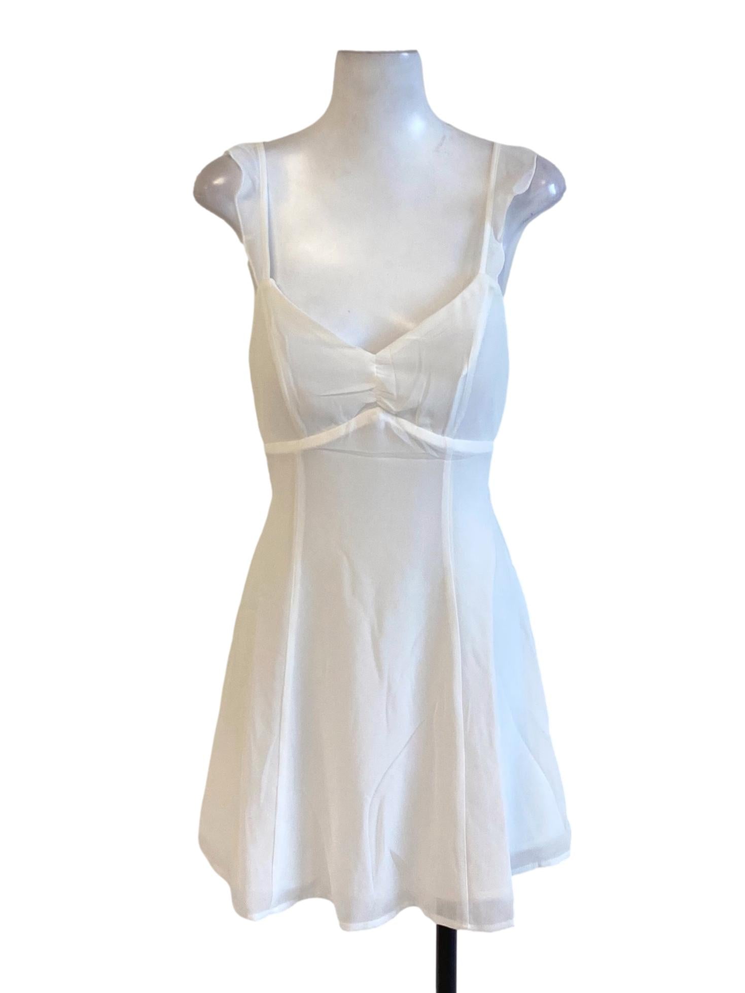 Pure White Sweetheart Ruffle Strap Flowy A-Line Dress YHF