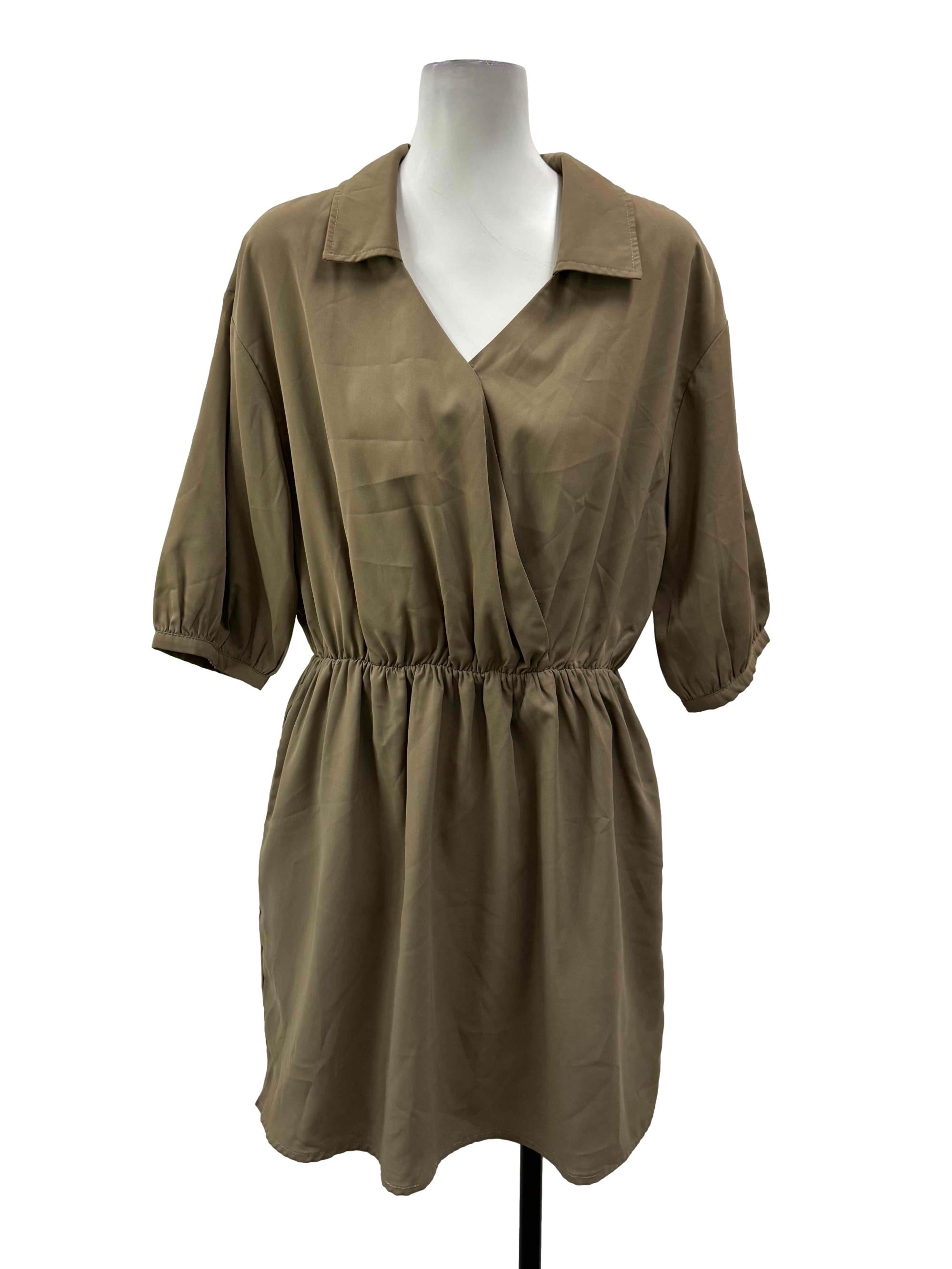 Buff Brown Collared Dress