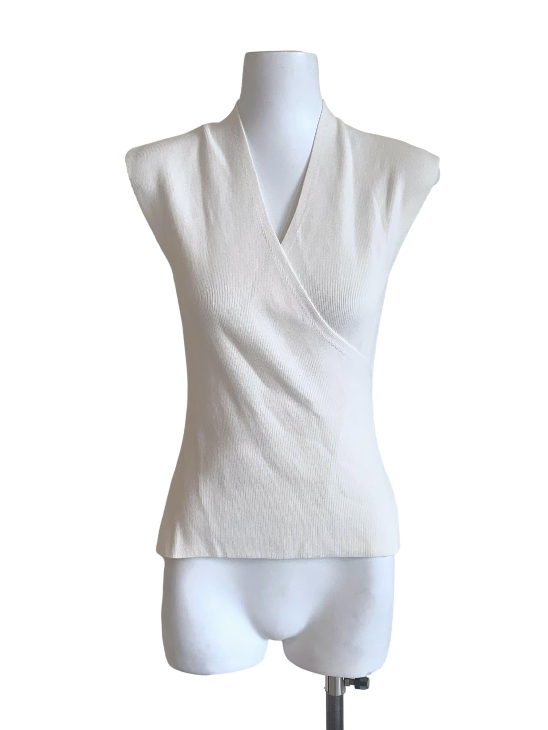 Rice White V Neck Fit Top LB