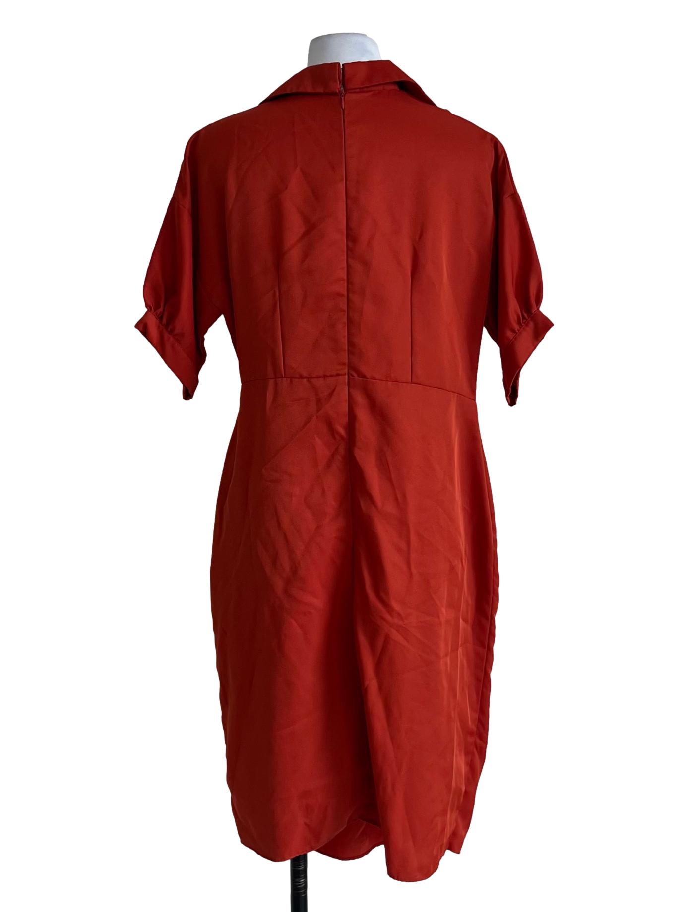 Amber Orange Wing Collar Empire Dress