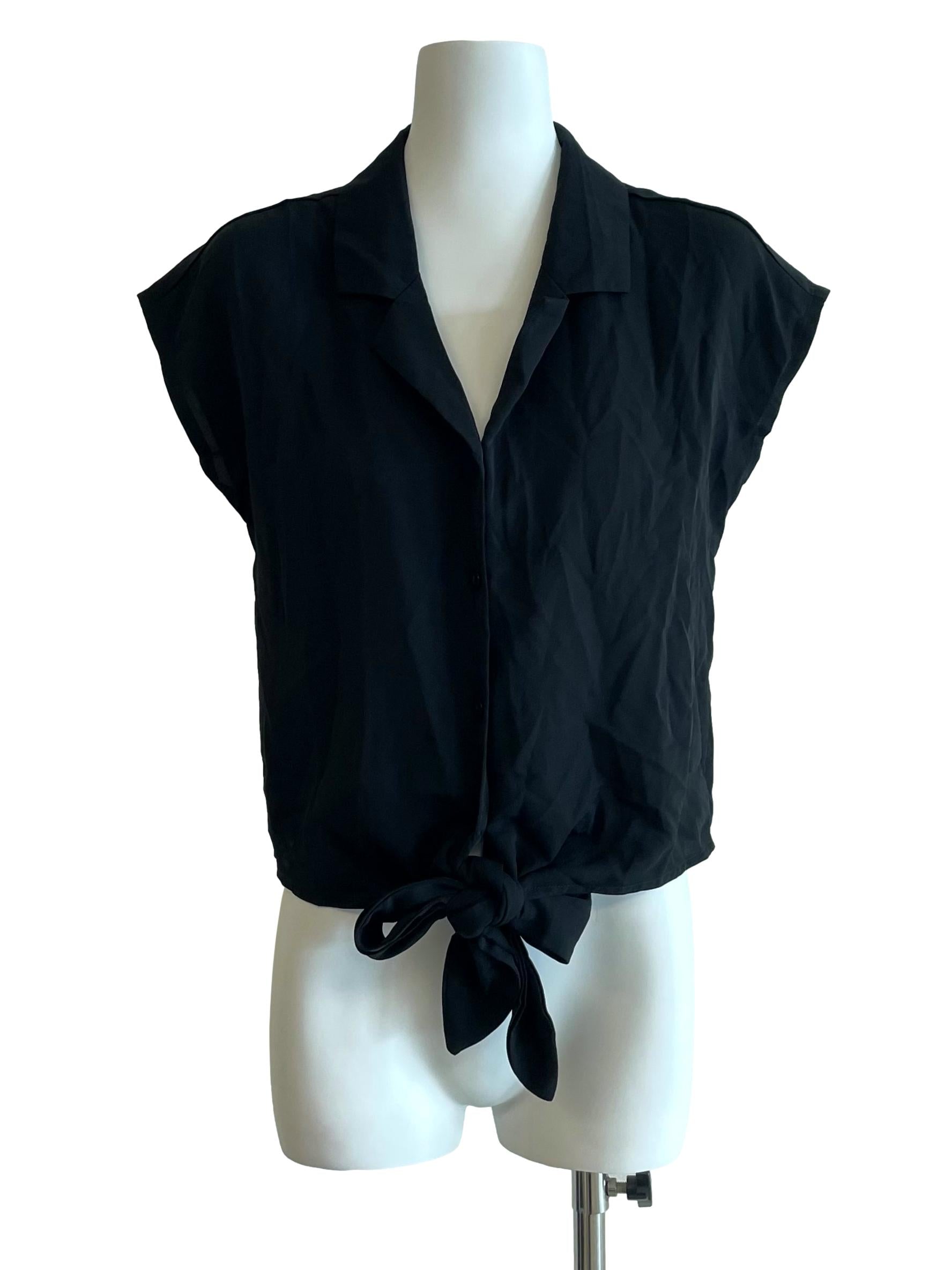 Black Drop Shoulder Crop Blouse