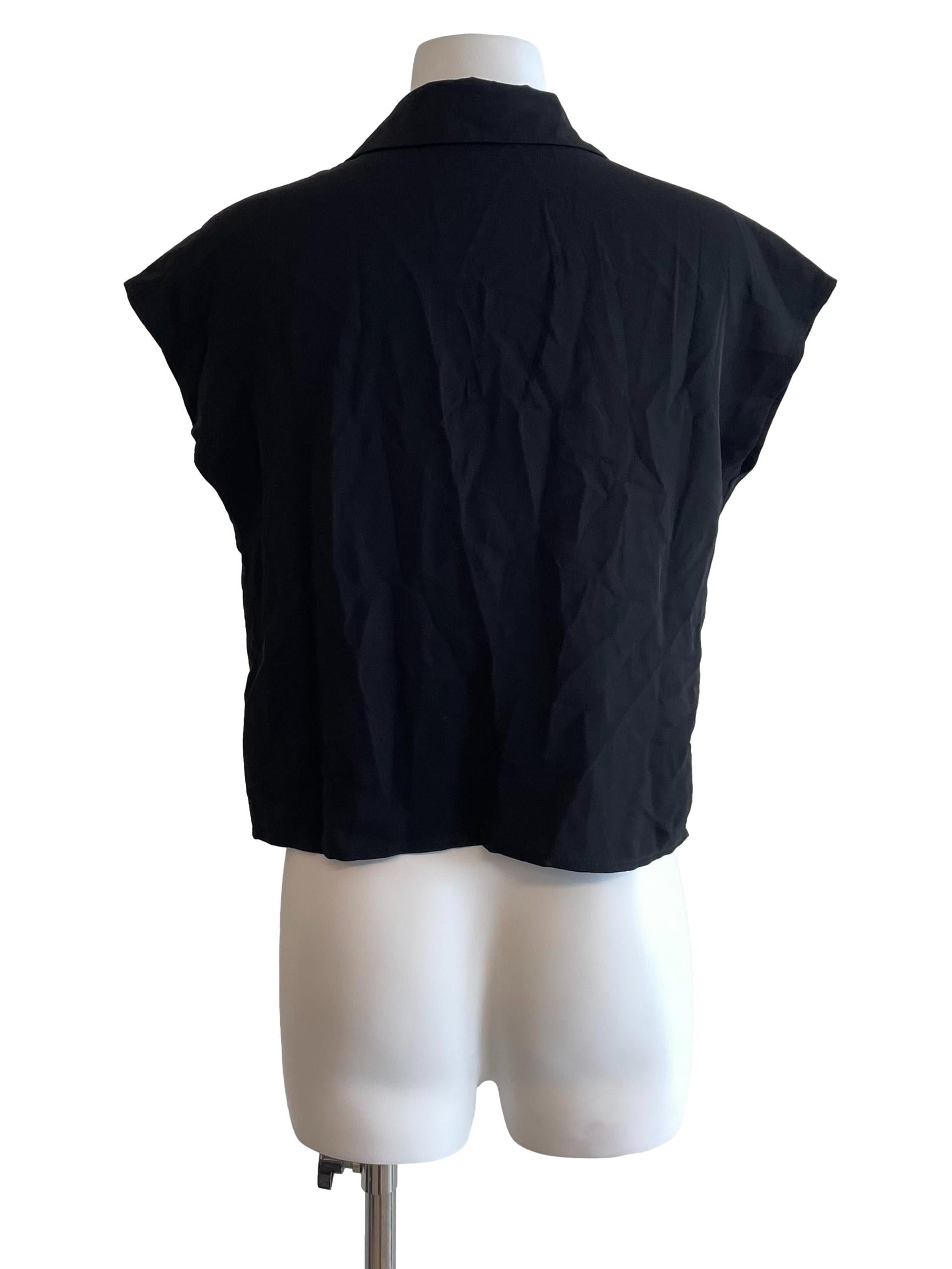 Black Drop Shoulder Crop Blouse