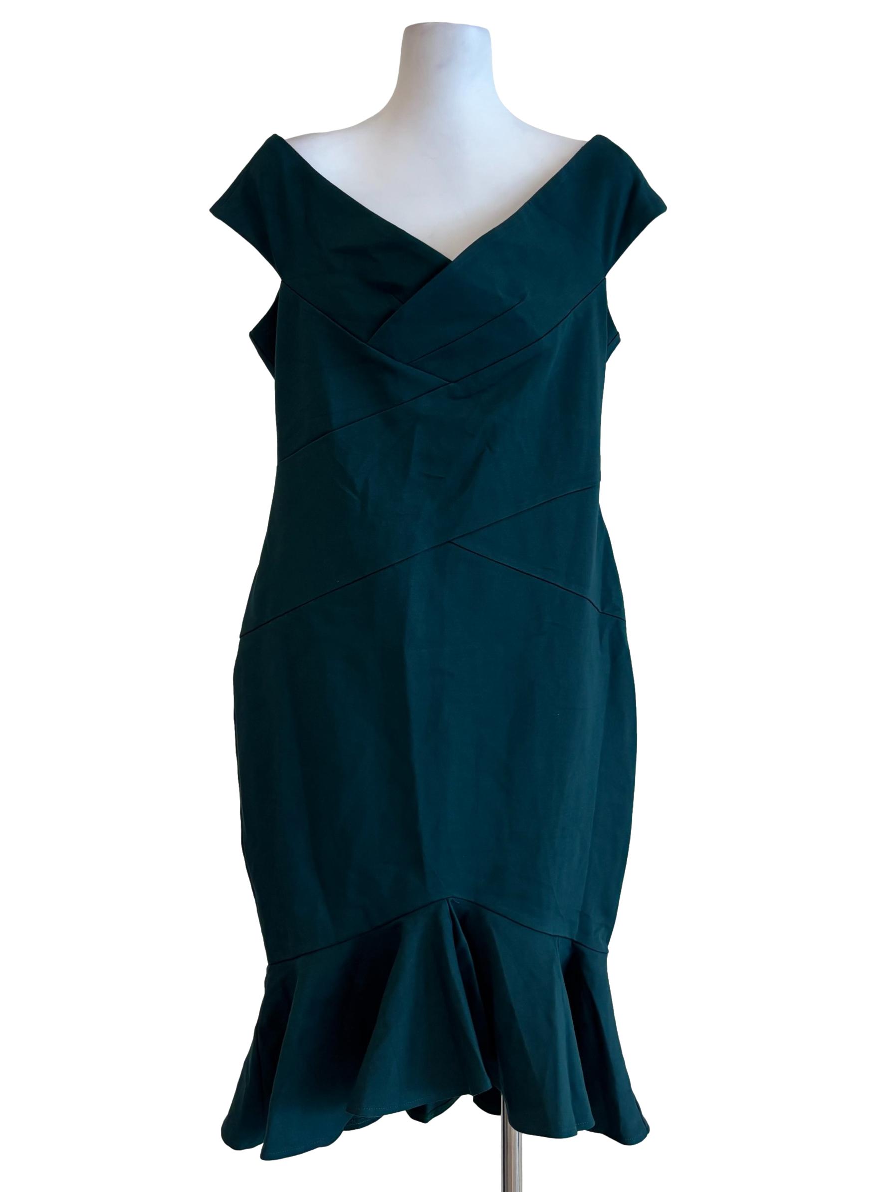 Teal Off Shoulder Pencil Dress