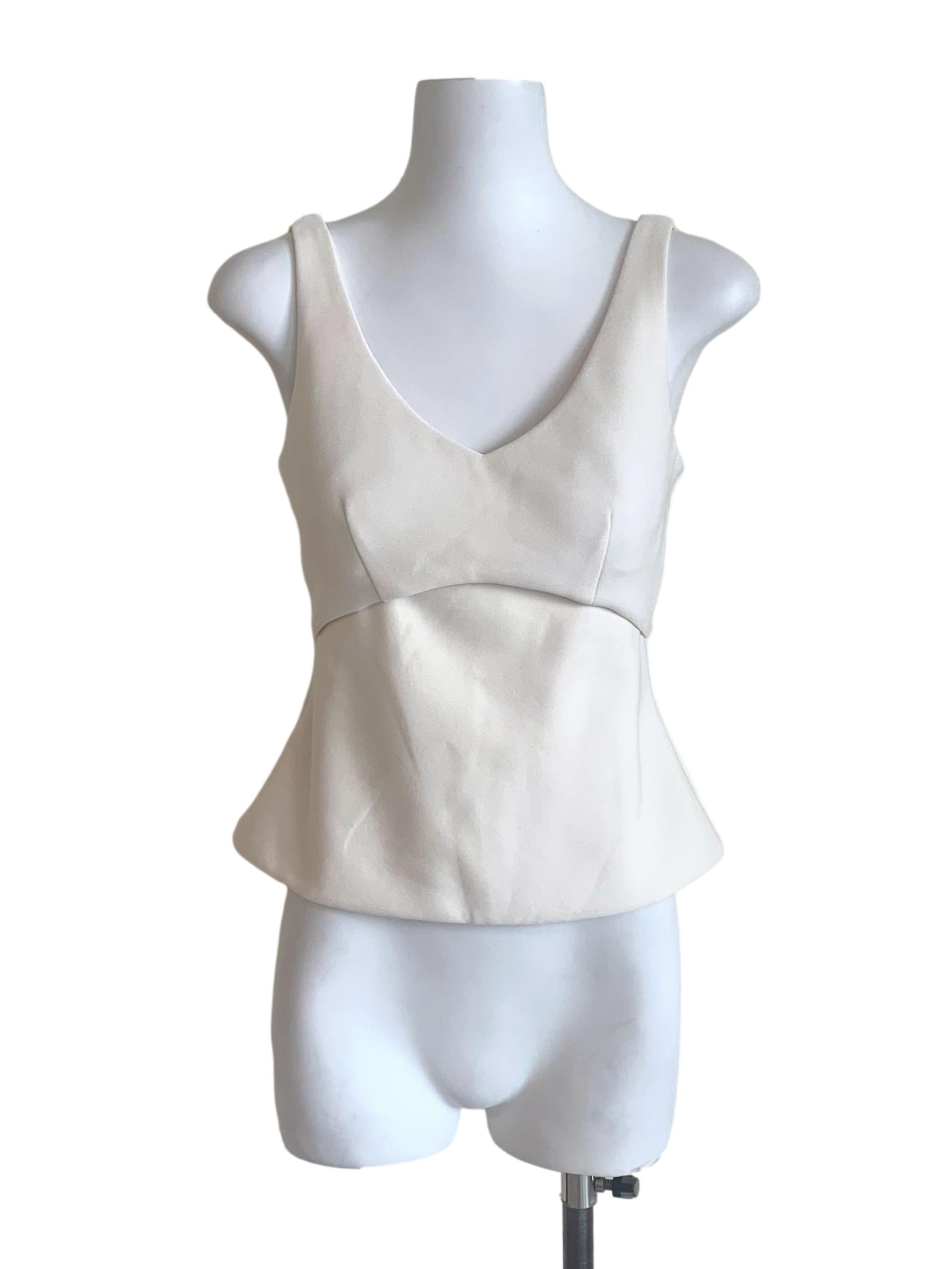 Parchment White Peplum Top LB