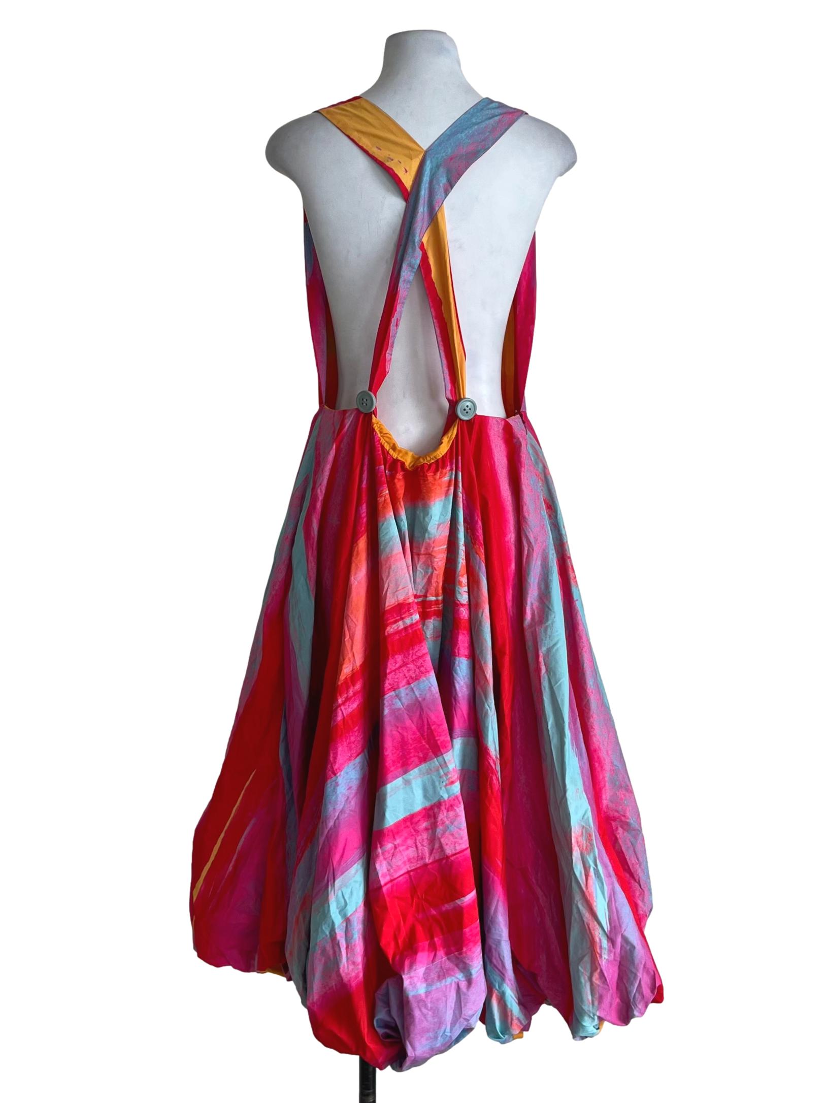 Candy Red Abstract A-Line Dress