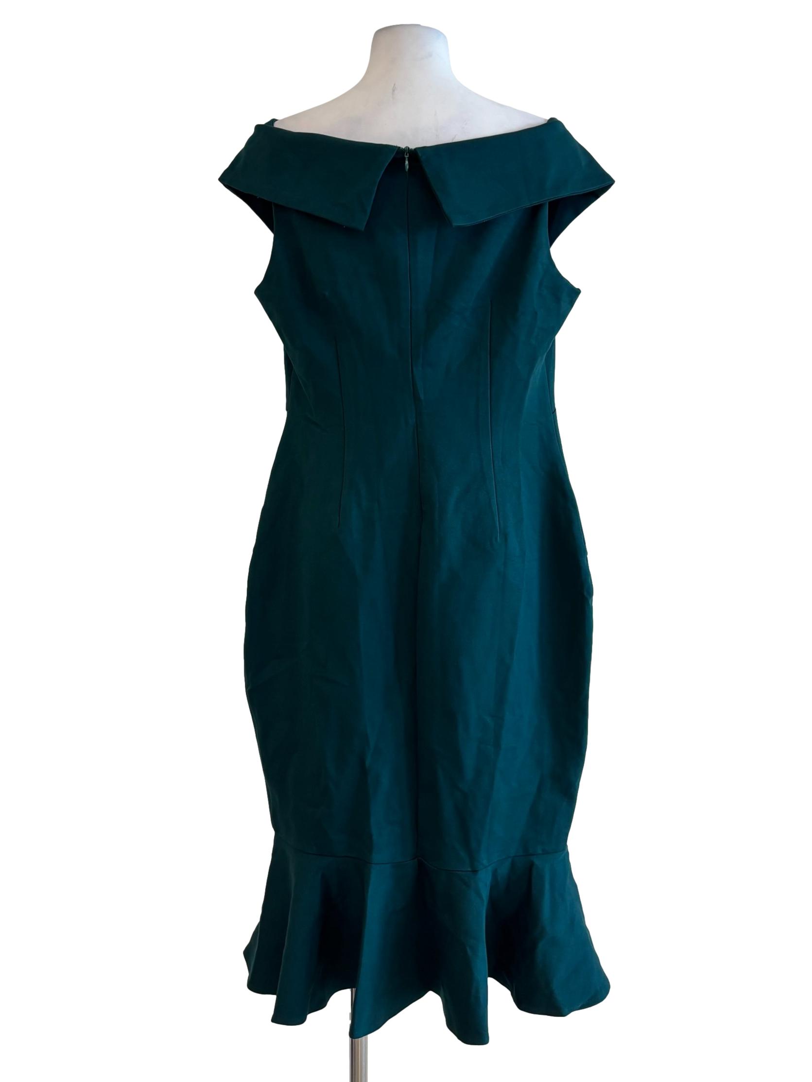 Teal Off Shoulder Pencil Dress