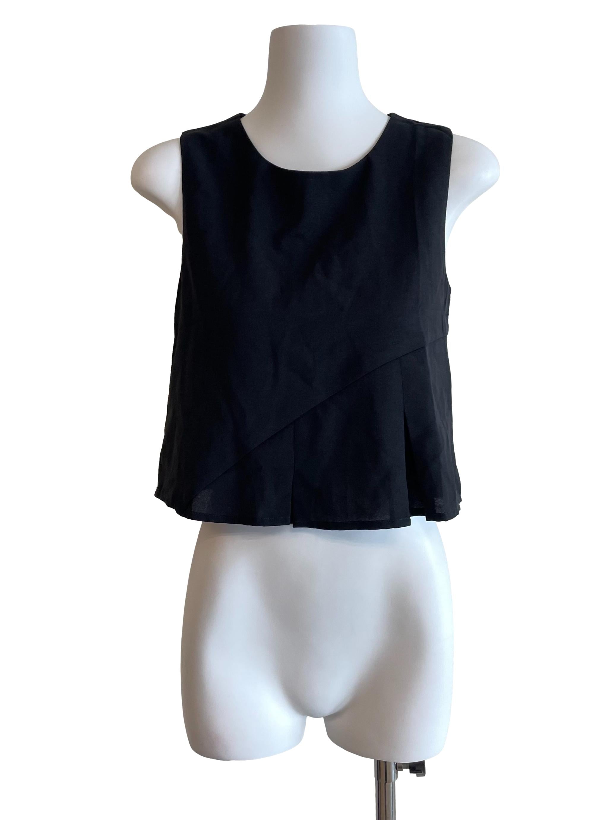 Black Pleats Tent Top