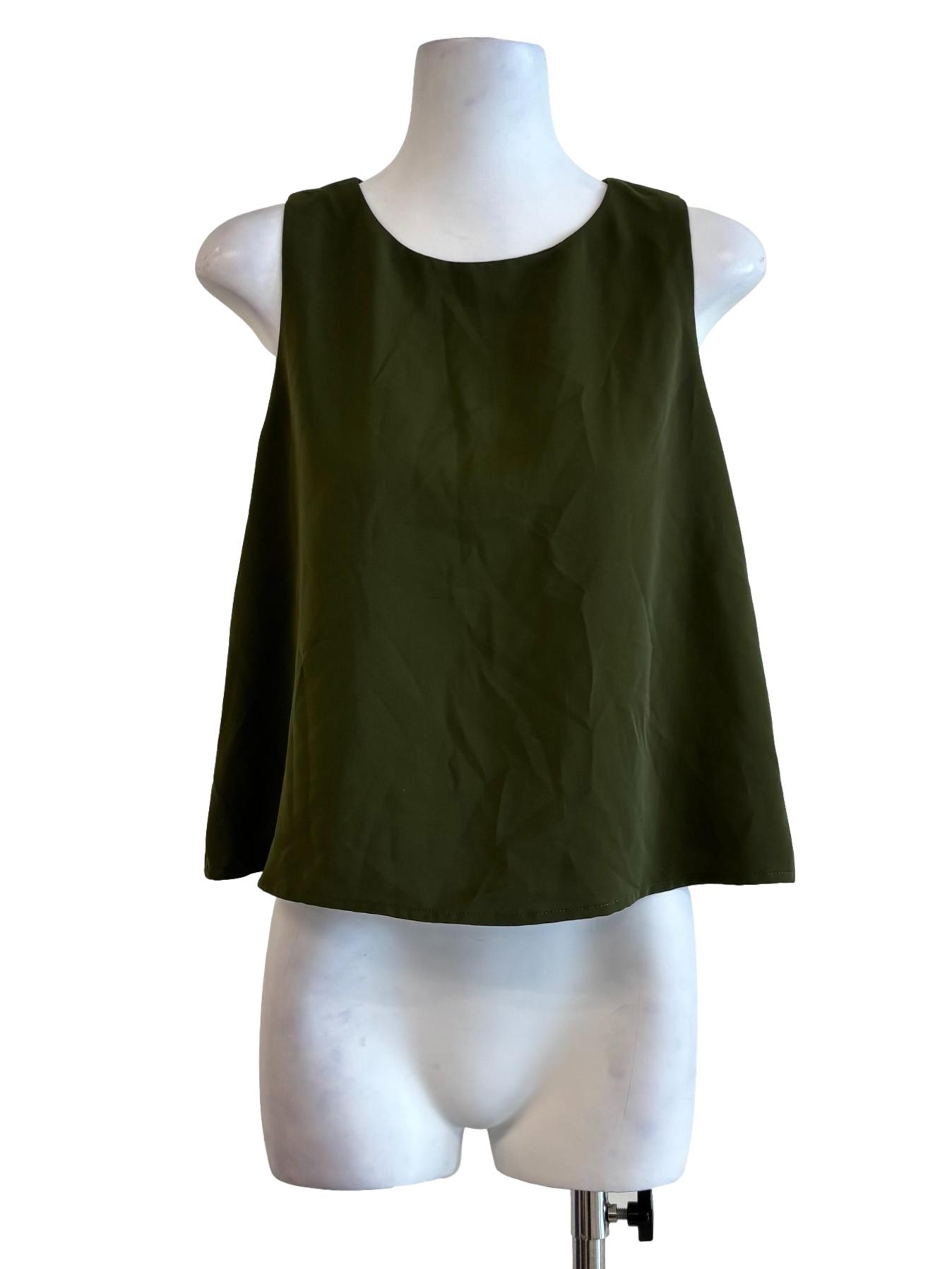 Olive Round Neck Sleeveless Top
