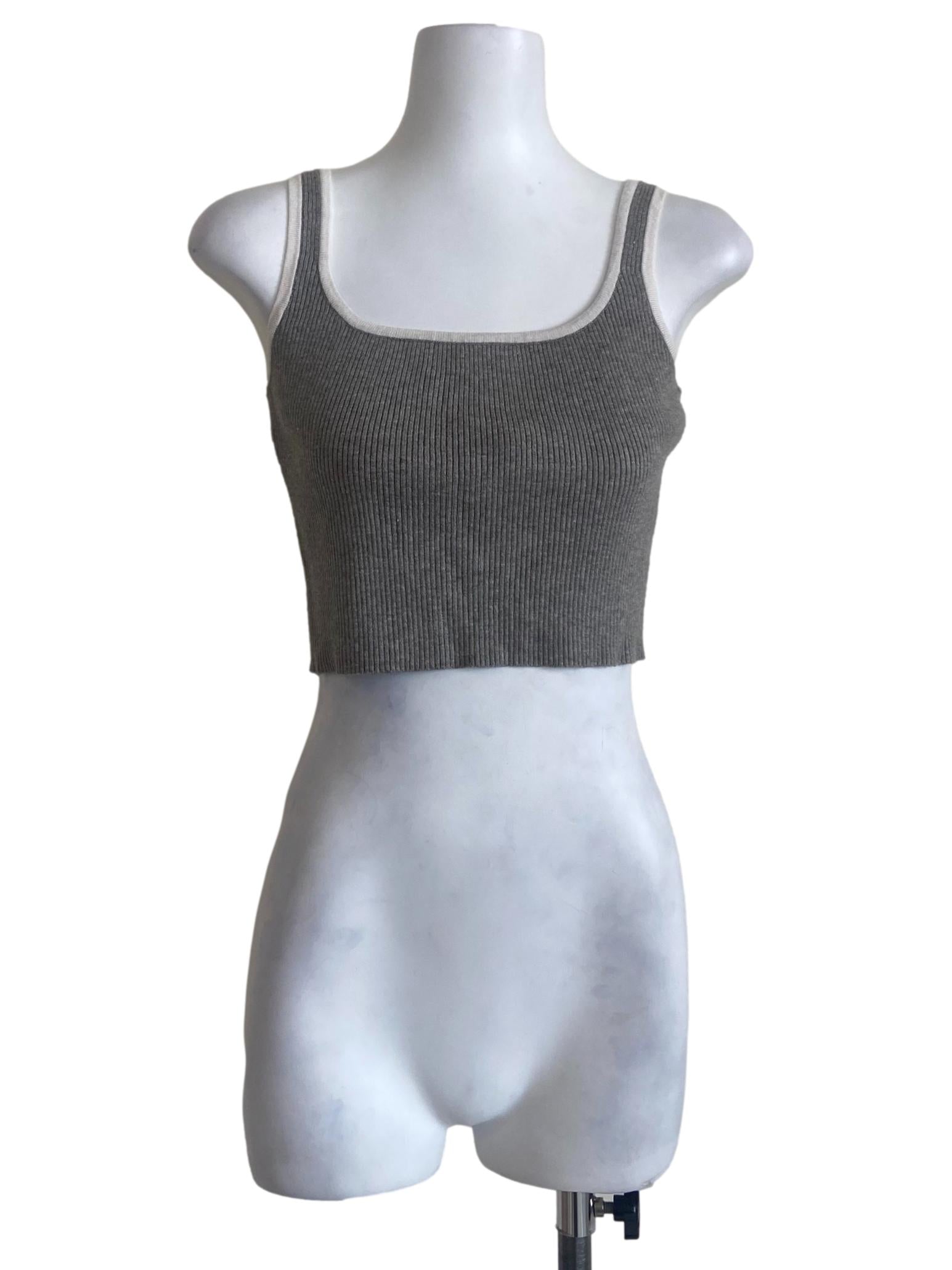 Coin Grey Sleeveless Pencil Stripe Top