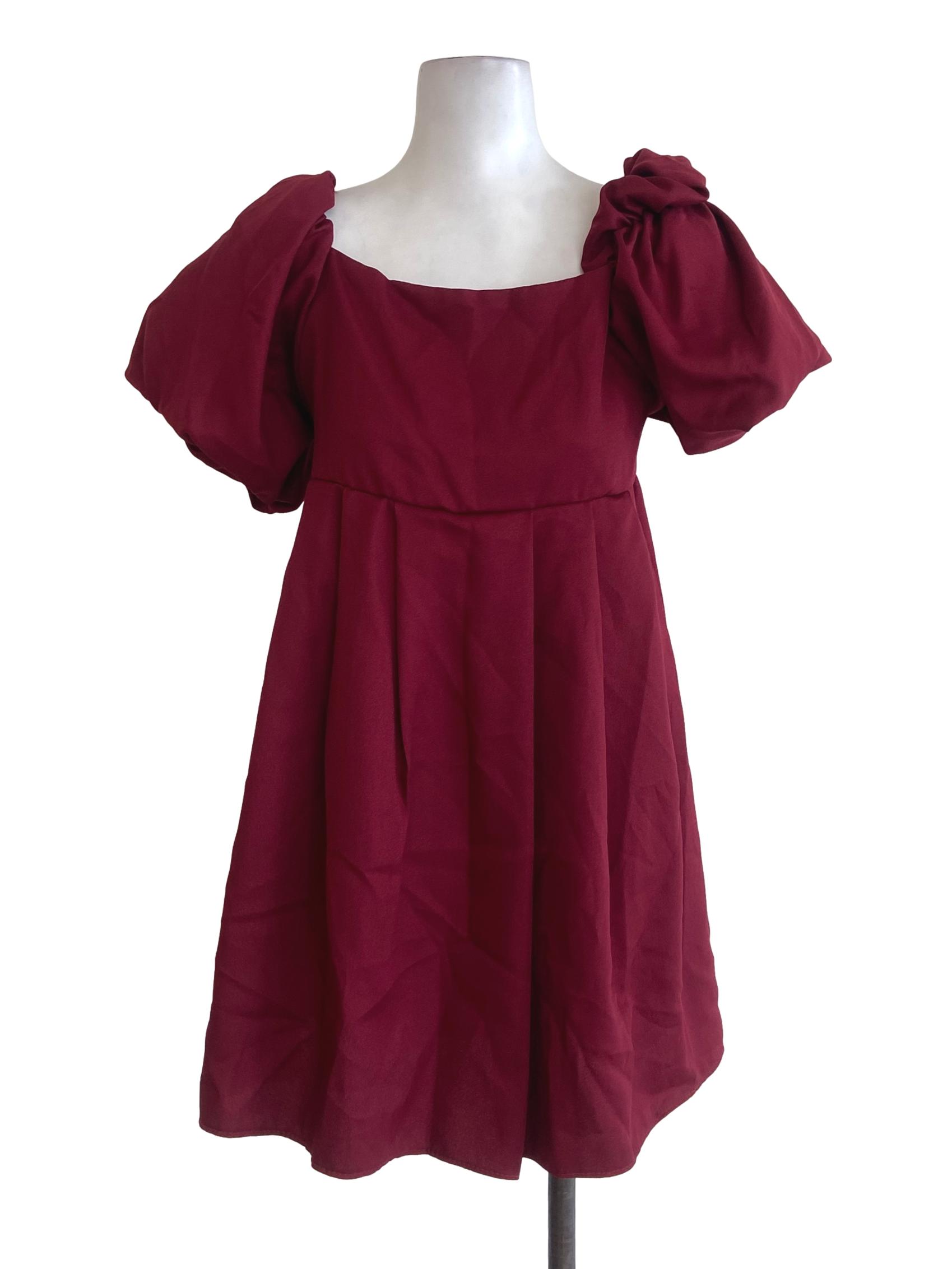 Apple Red Juliet Sleeve Apron Dress