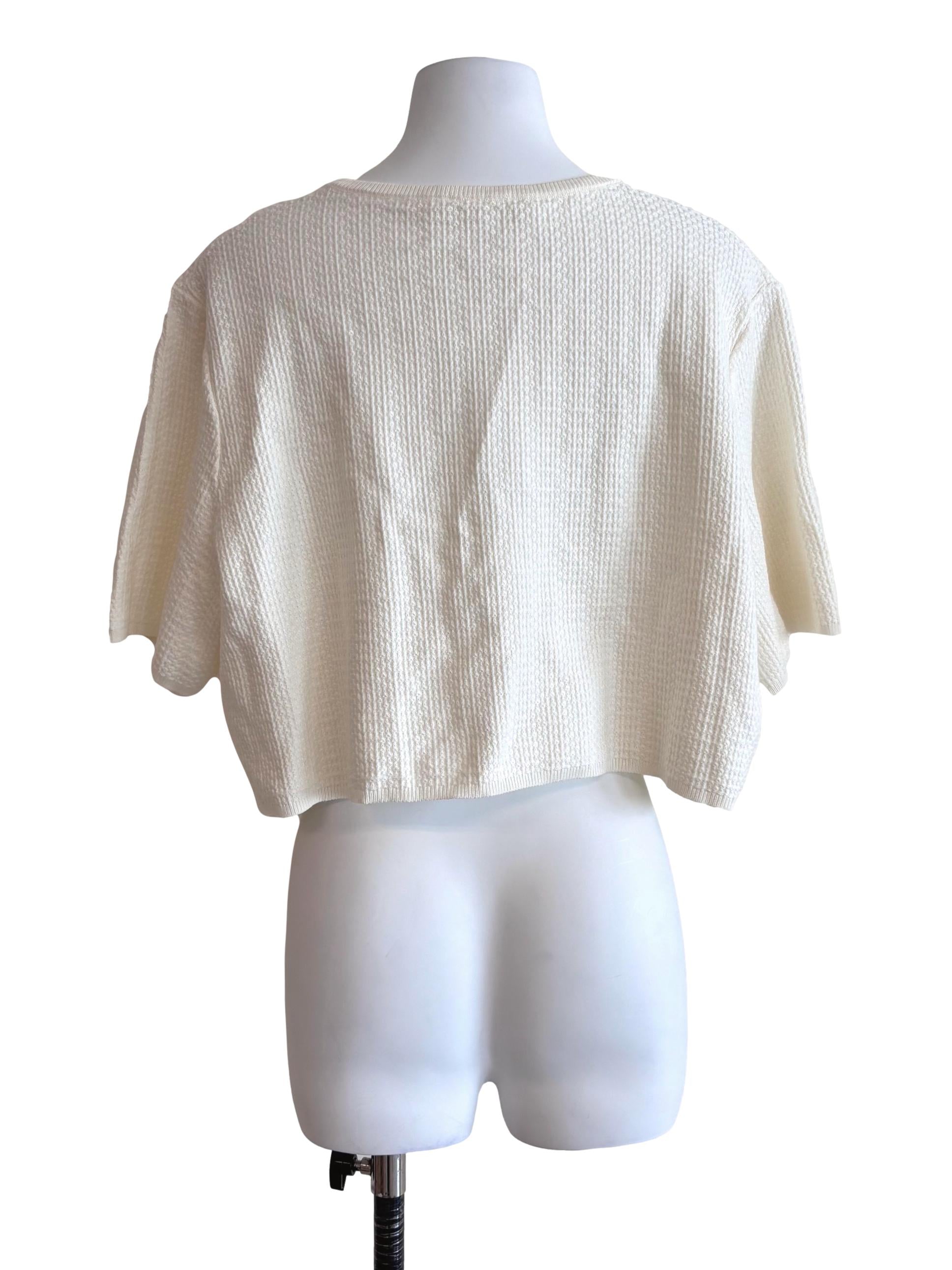 Cream Button Detail Crop Top LB