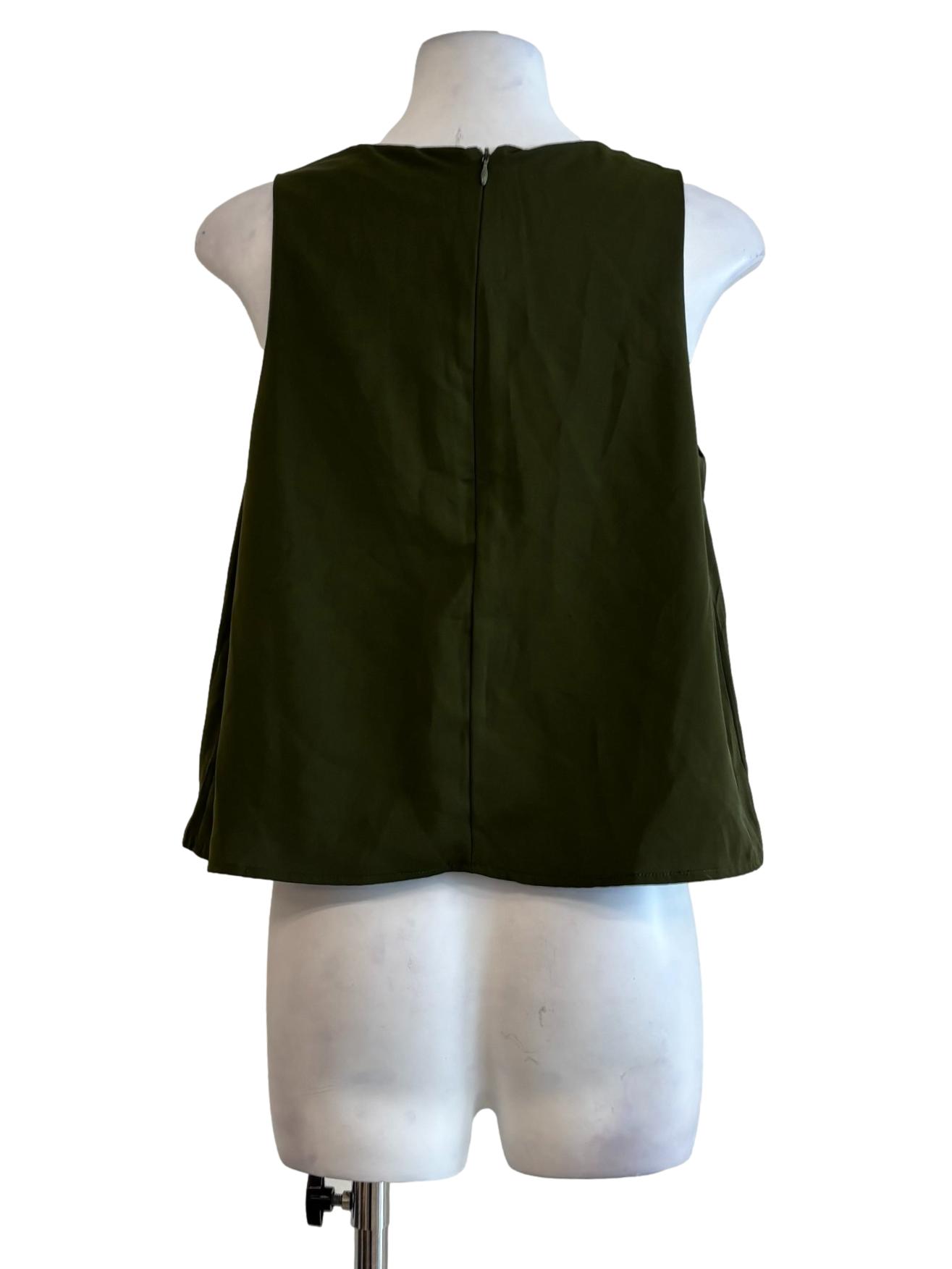 Olive Round Neck Sleeveless Top