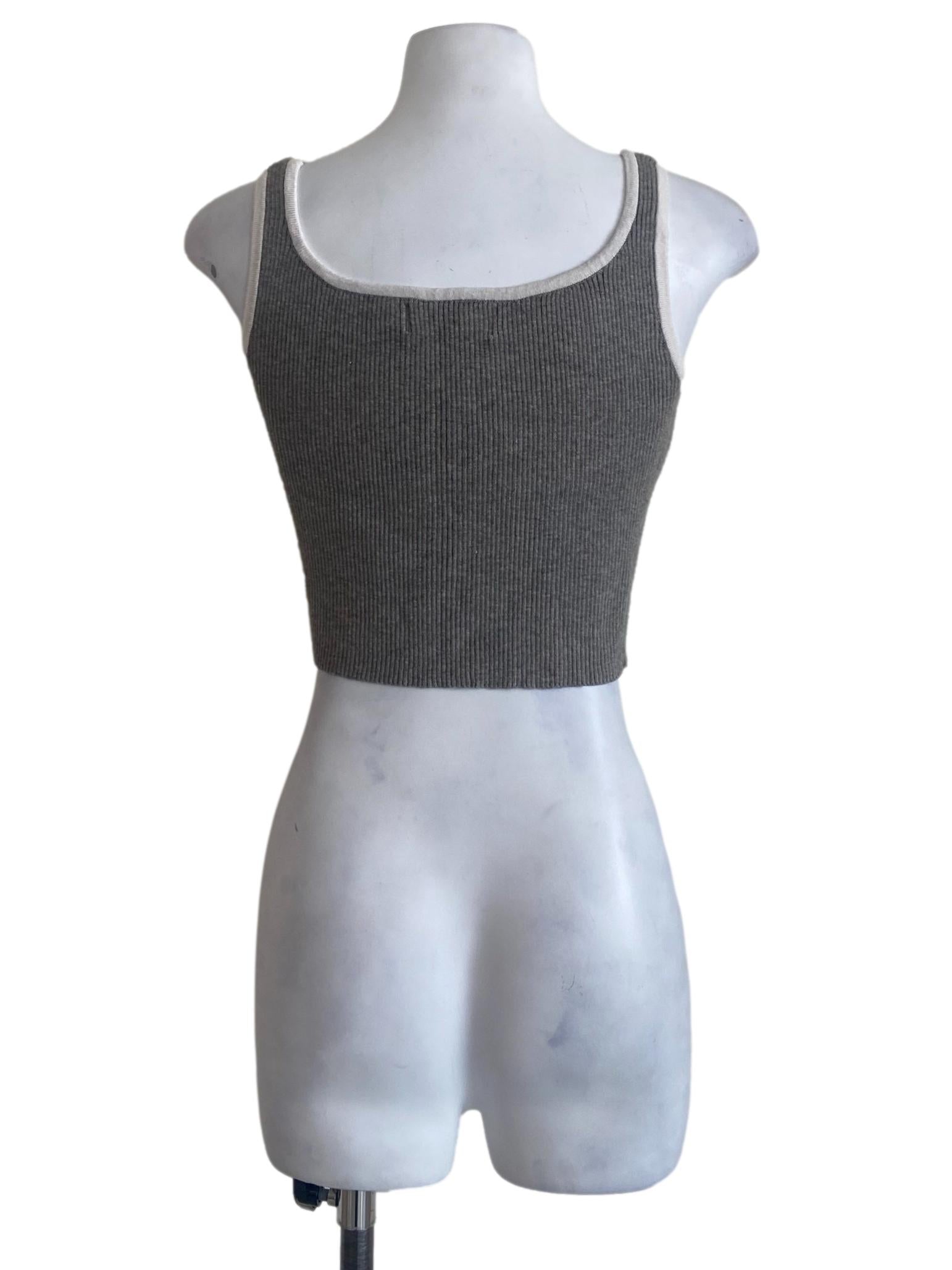Coin Grey Sleeveless Pencil Stripe Top