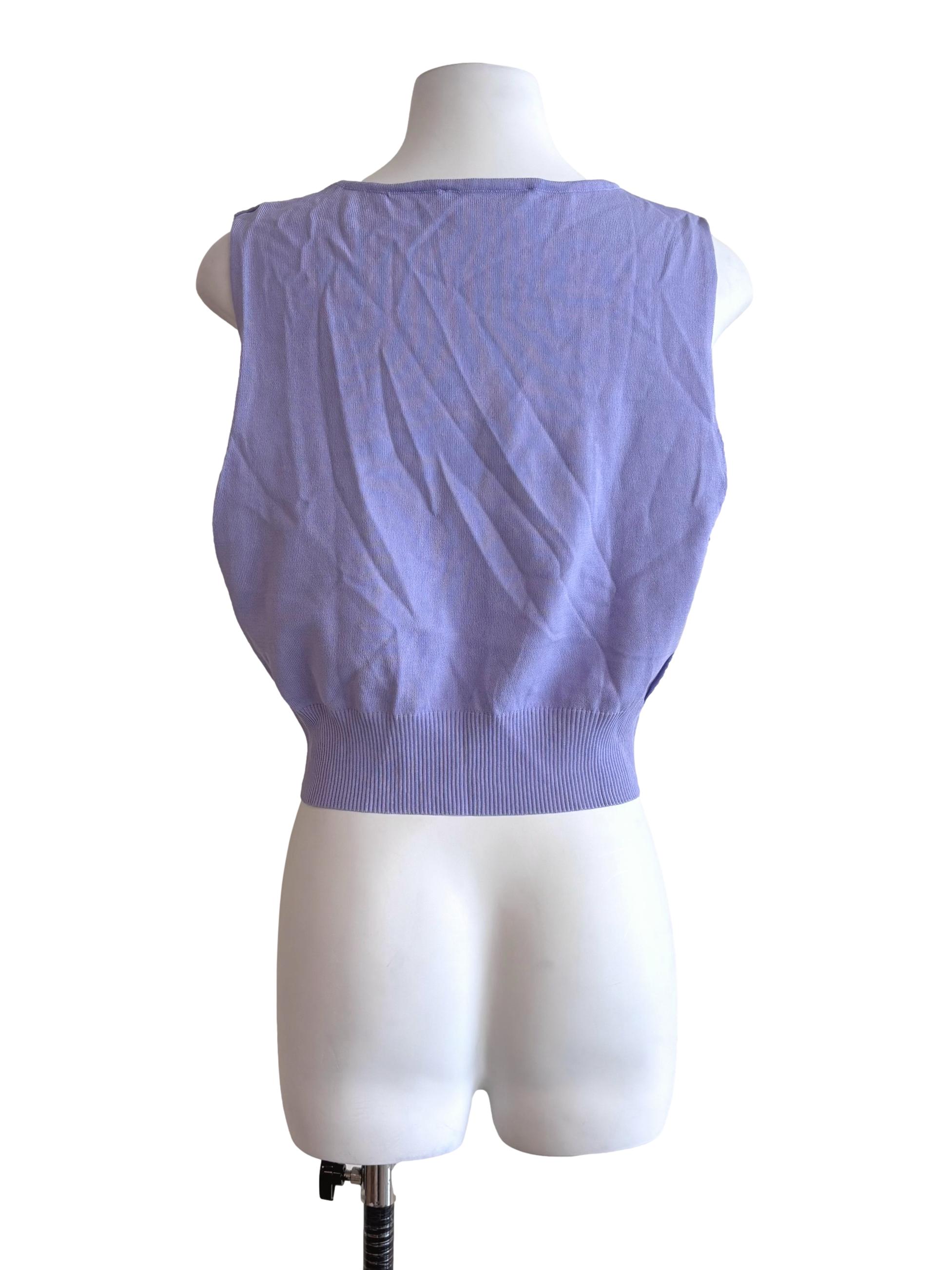 Lavender Purple V Neck Knit Top LB