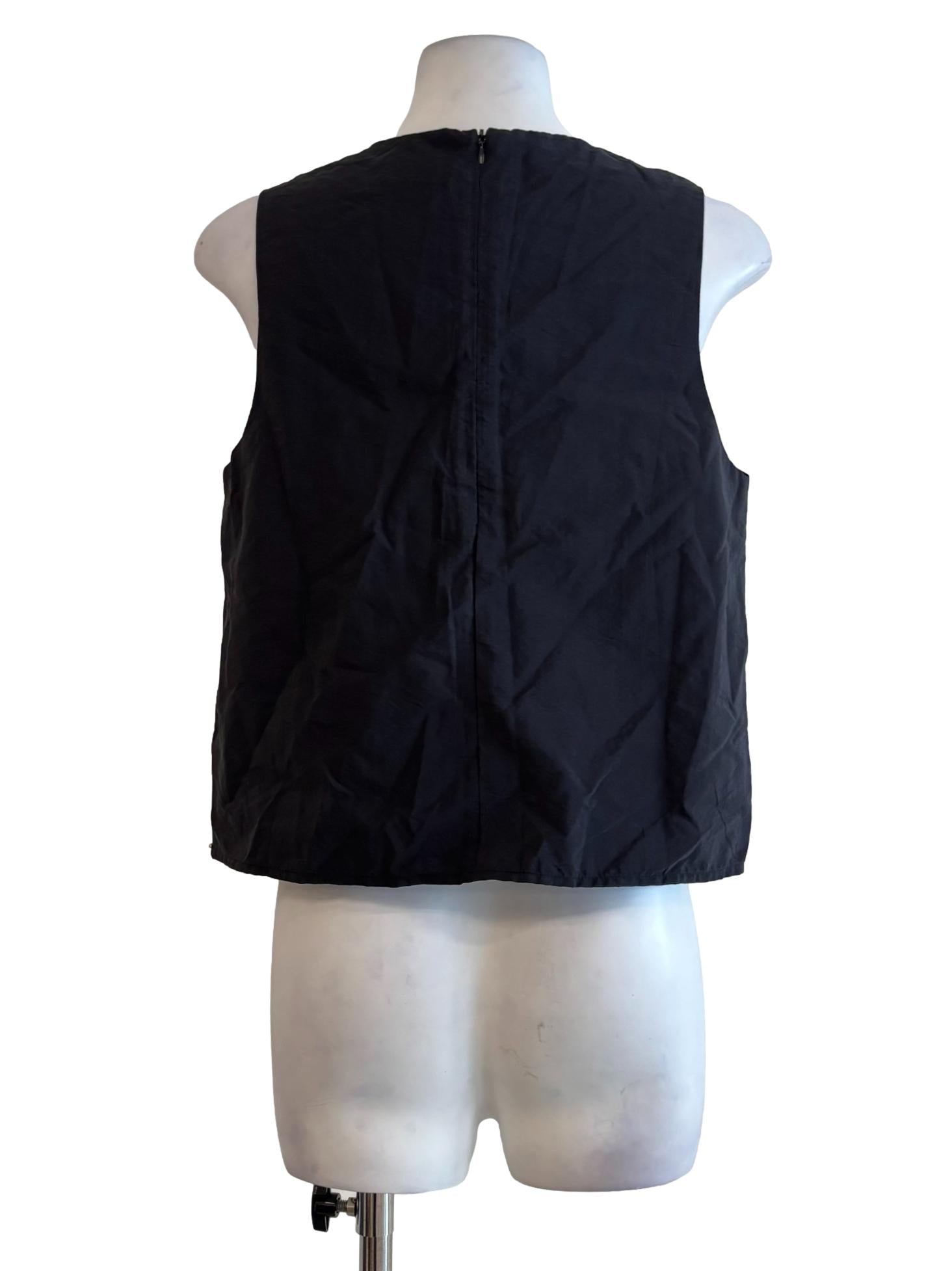 Jet Black Sleeveless Layered Nylon Top