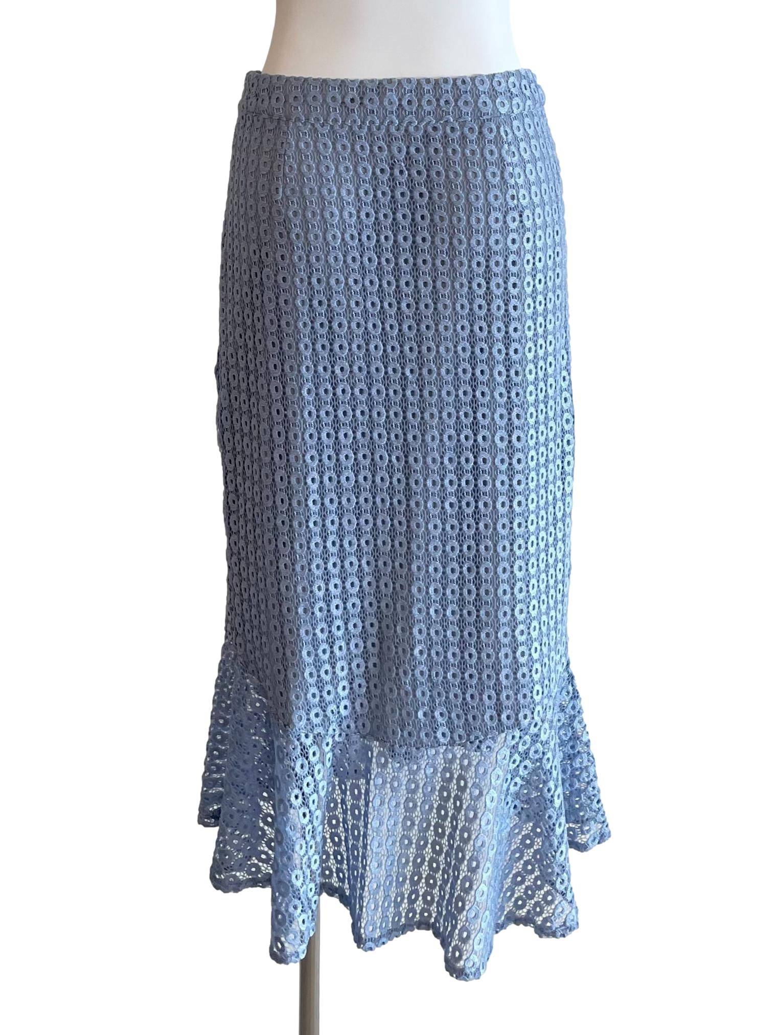 Blue Lace Bias Skirt