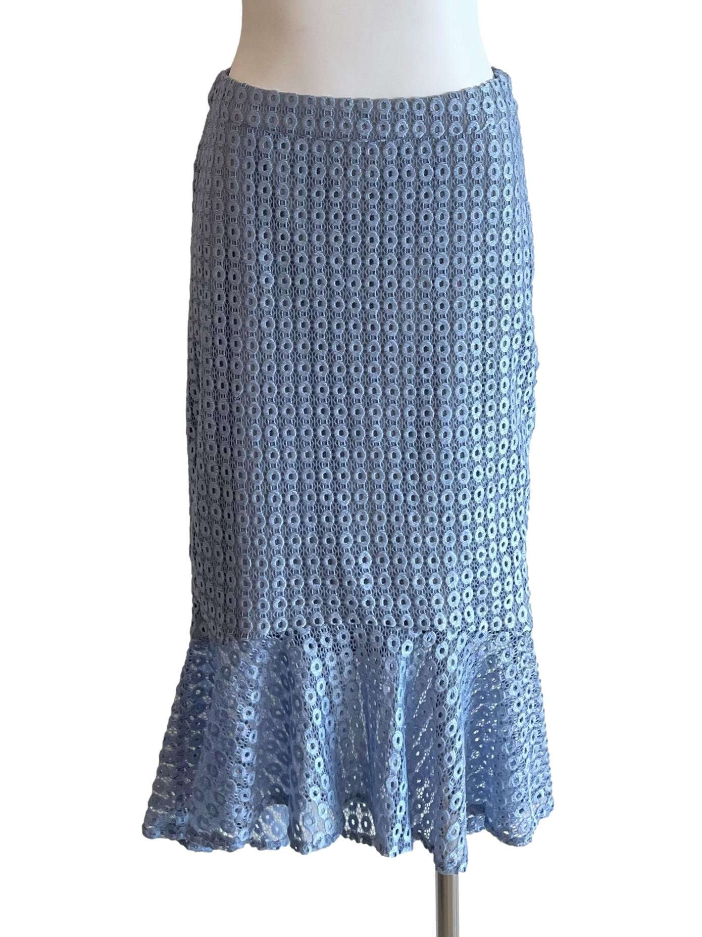 Blue Lace Bias Skirt