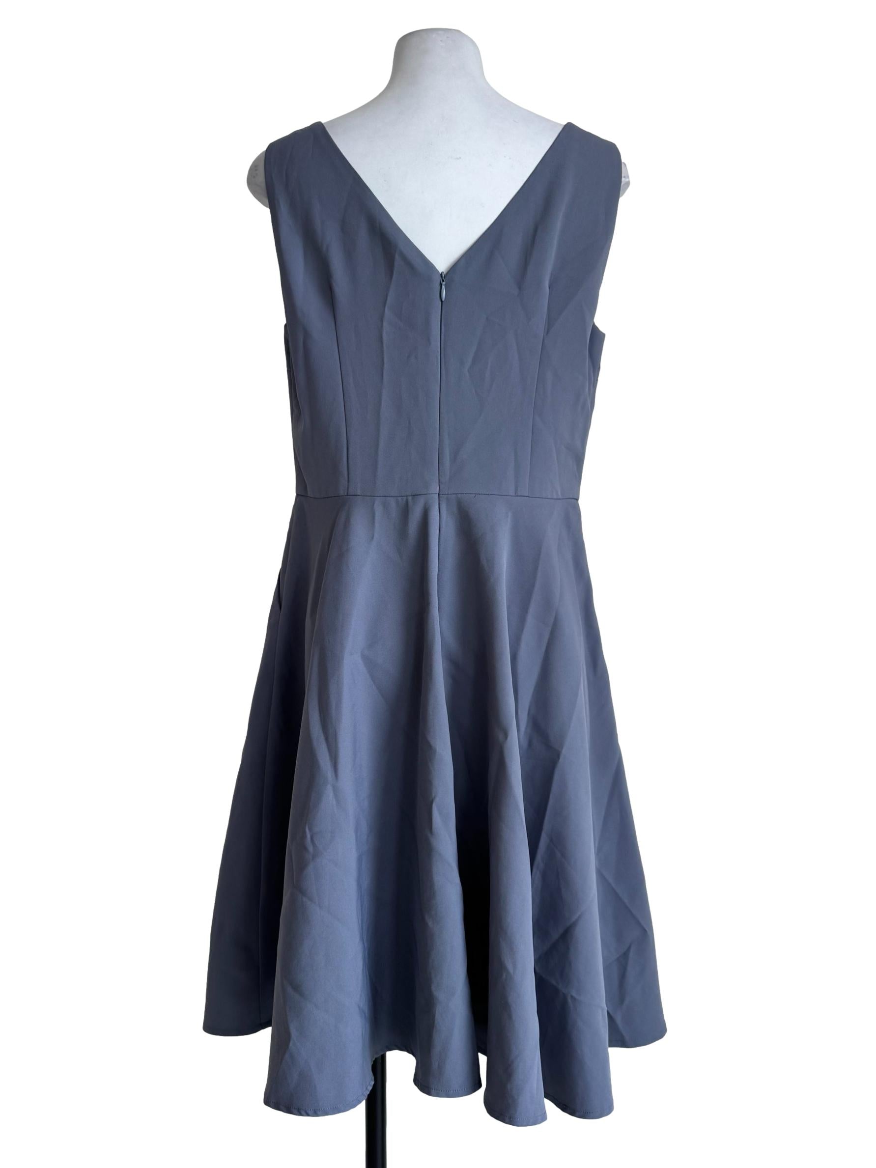 Ash Blue Embroidery Mini Dress