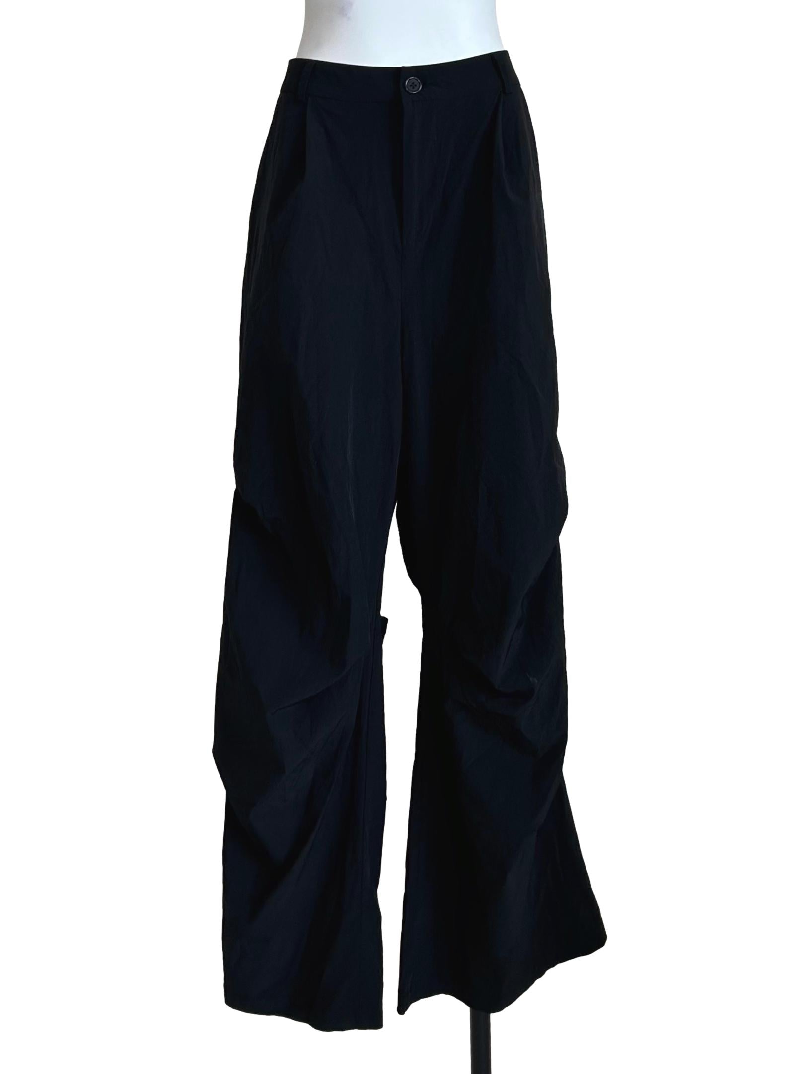 Black Pleated Relaxed-Fit Trousers TTR