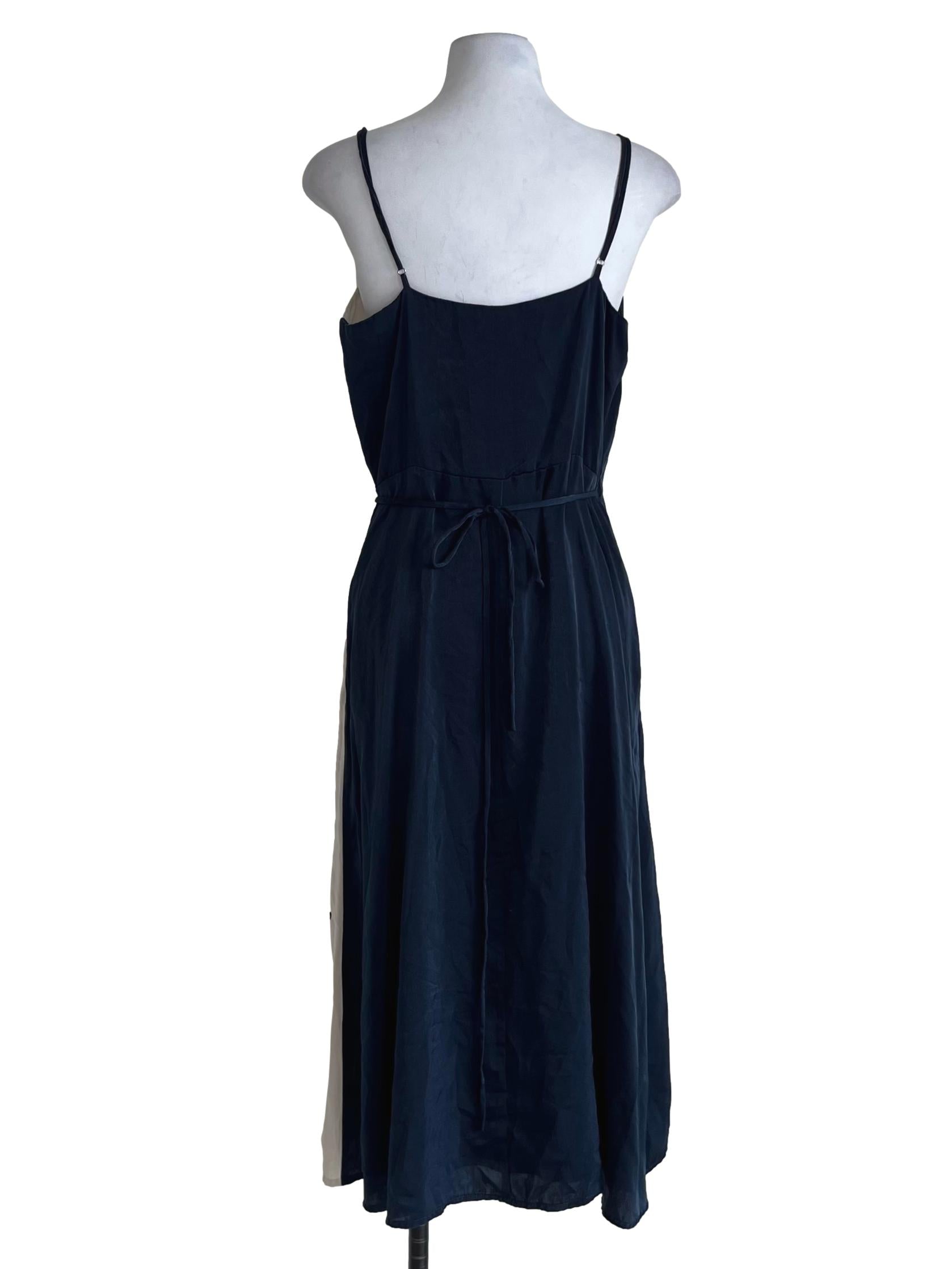 Navy Blue Spaghetti Strap Wrap Dress