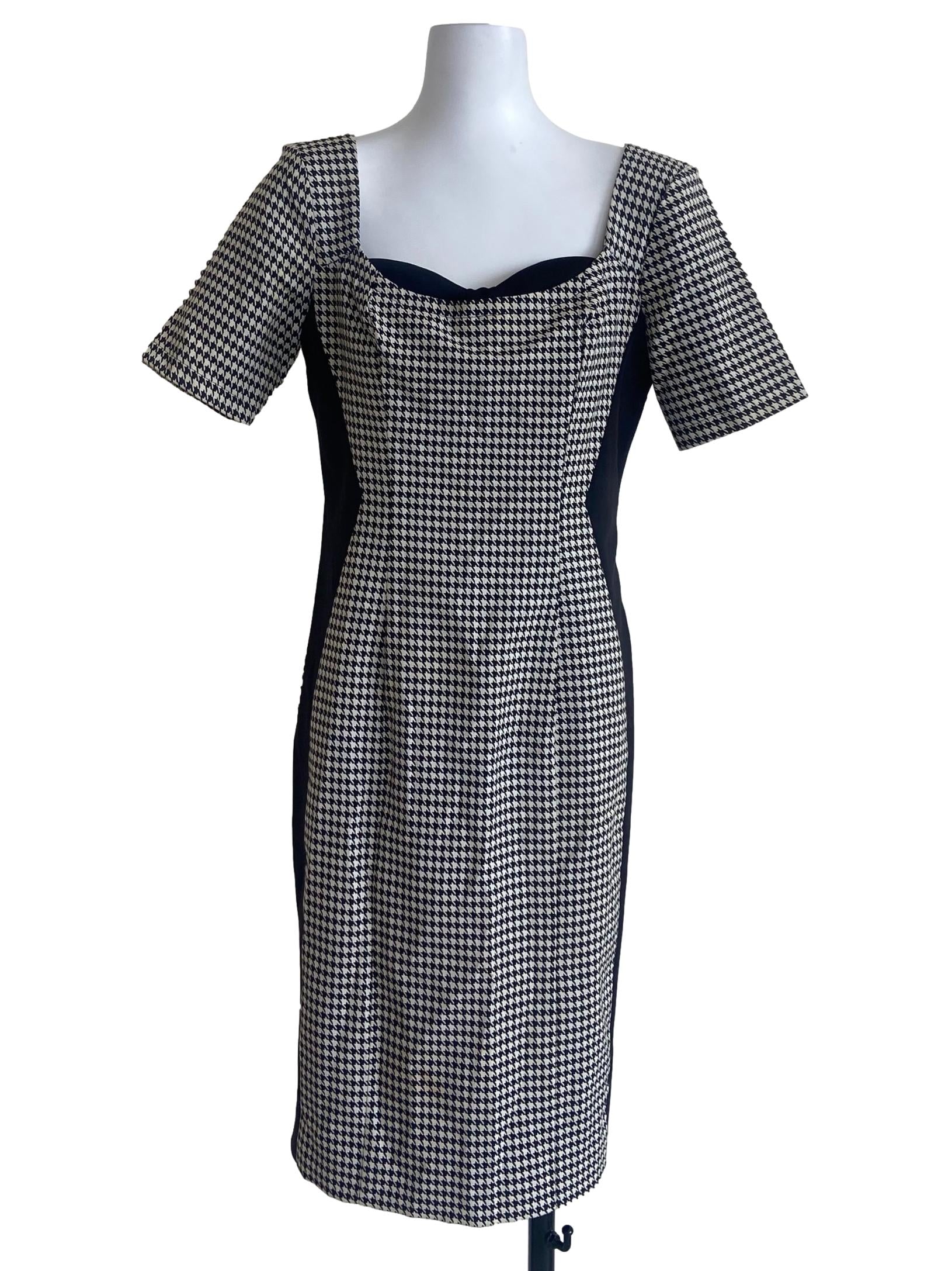 Black & White Plaid Bodycon Dress