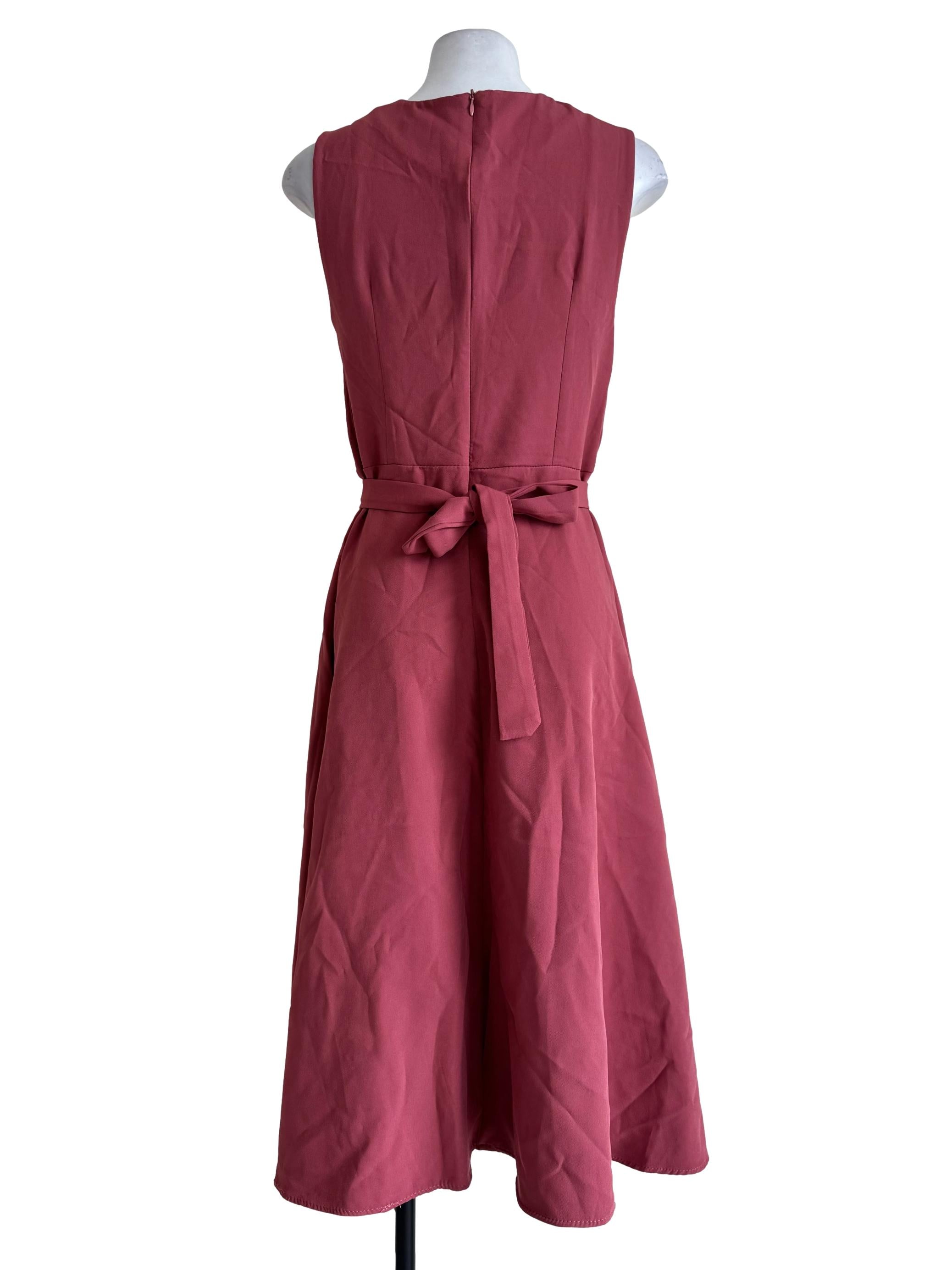 Salmon Pink V Neck Executive Dress