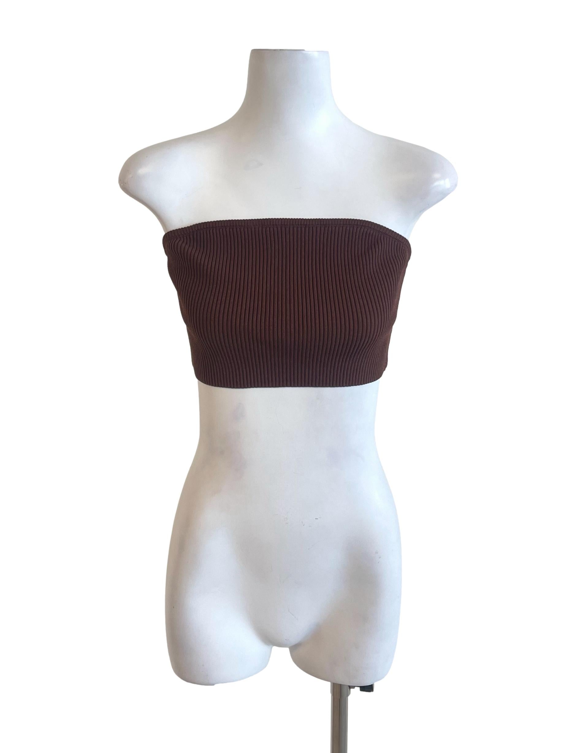 Cinnamon Strapless Fitted Crop Top